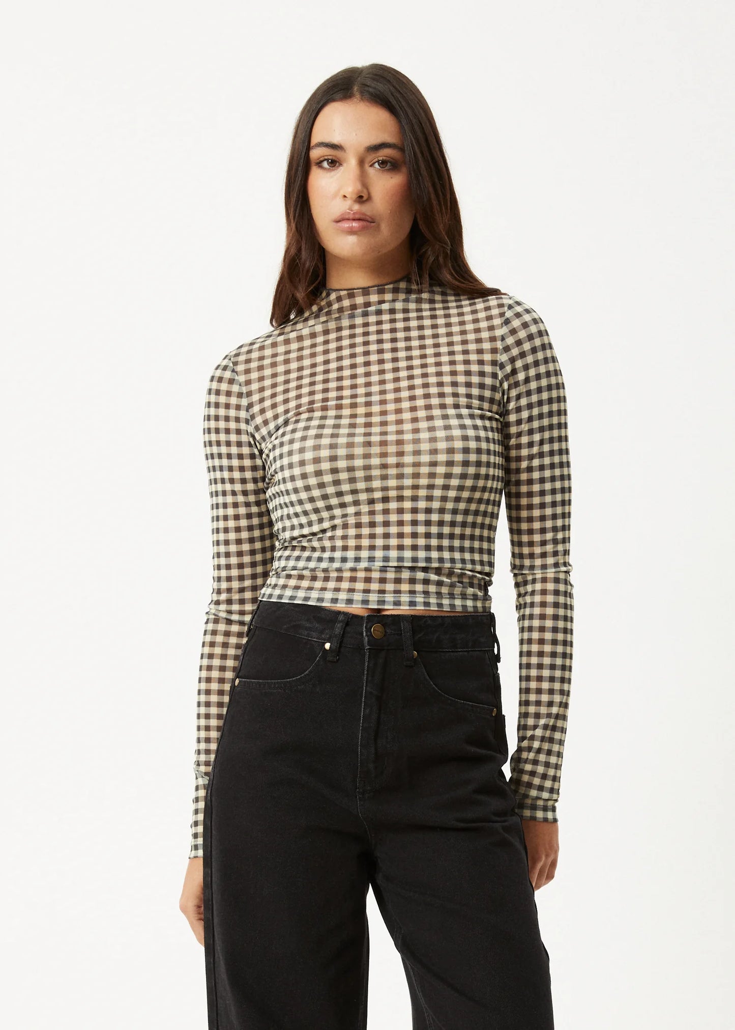 Gambet Sheer Long Sleeve Top - Black/Sand