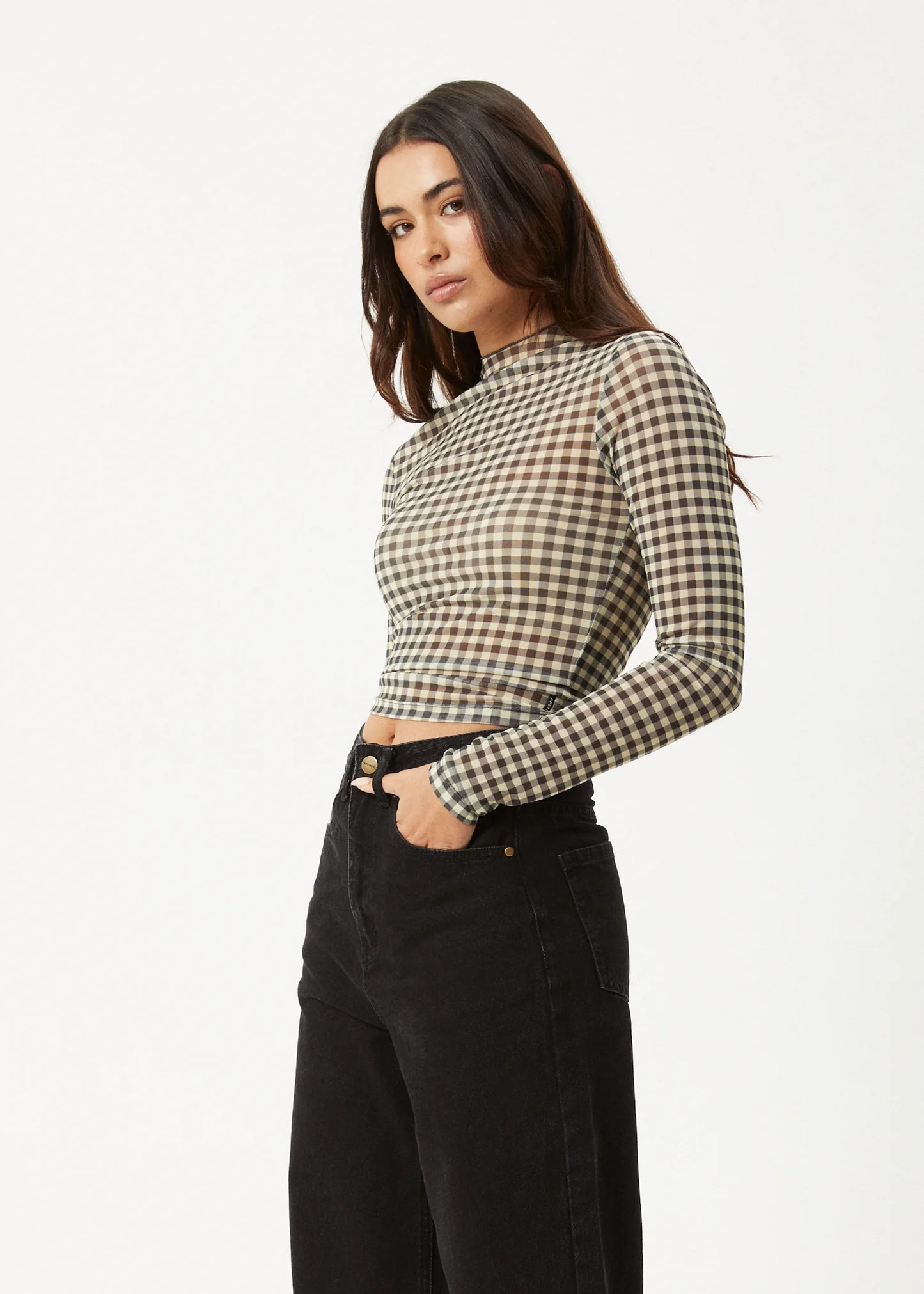 Gambet Sheer Long Sleeve Top - Black/Sand