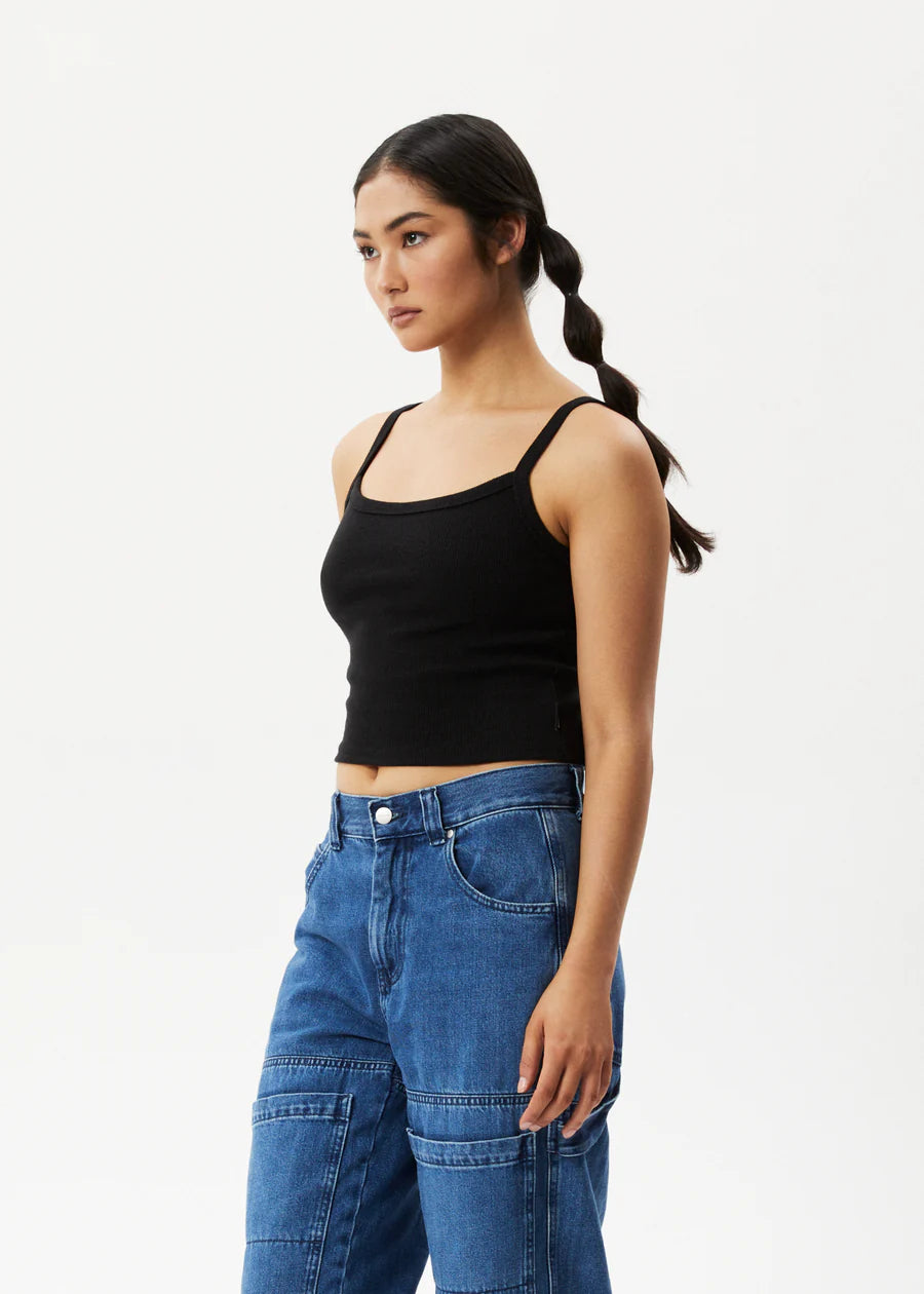 Taylor - Hemp Ribbed Singlet - Black