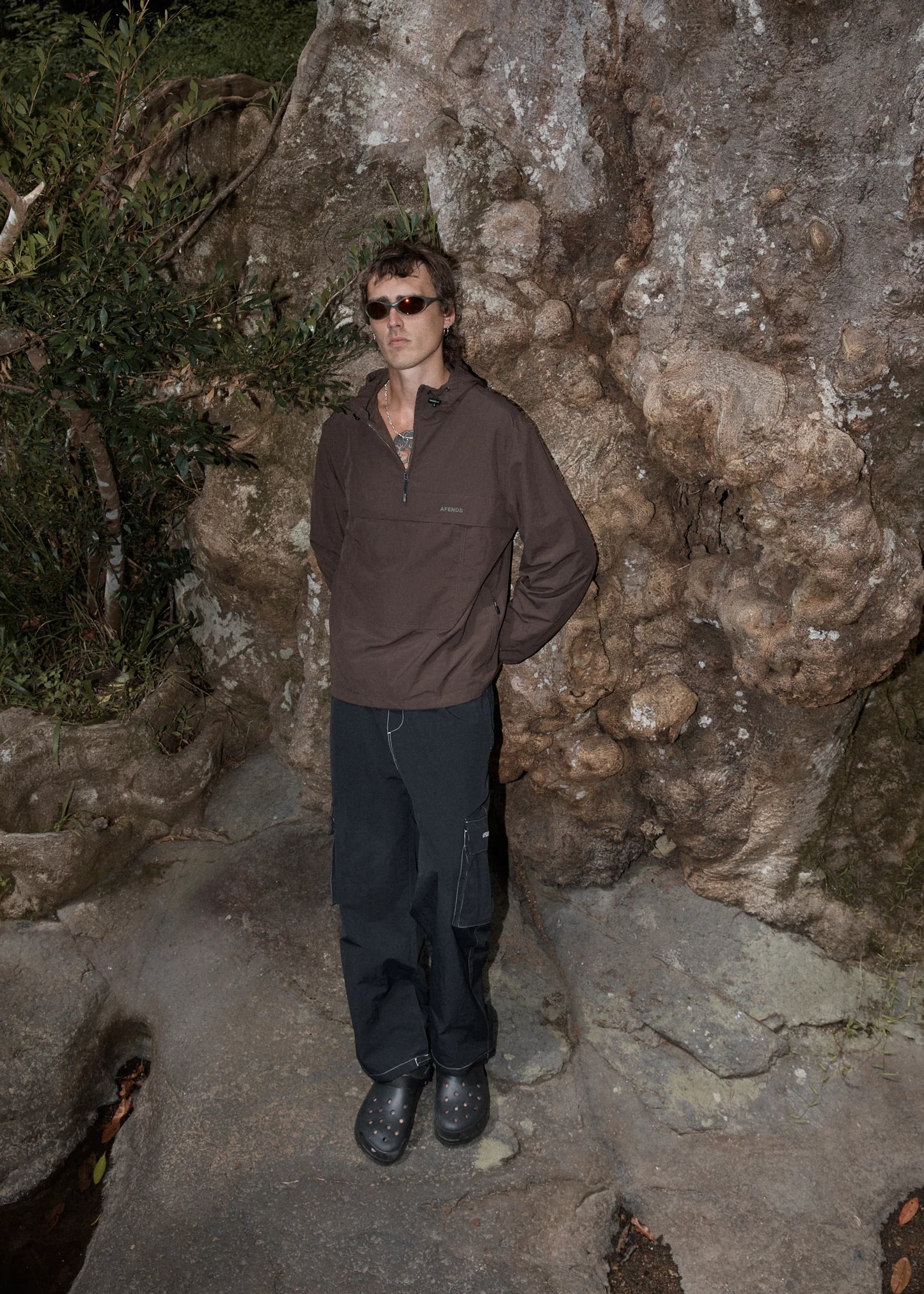 System Water Resistant Spray Anorak Jacket - Coffee