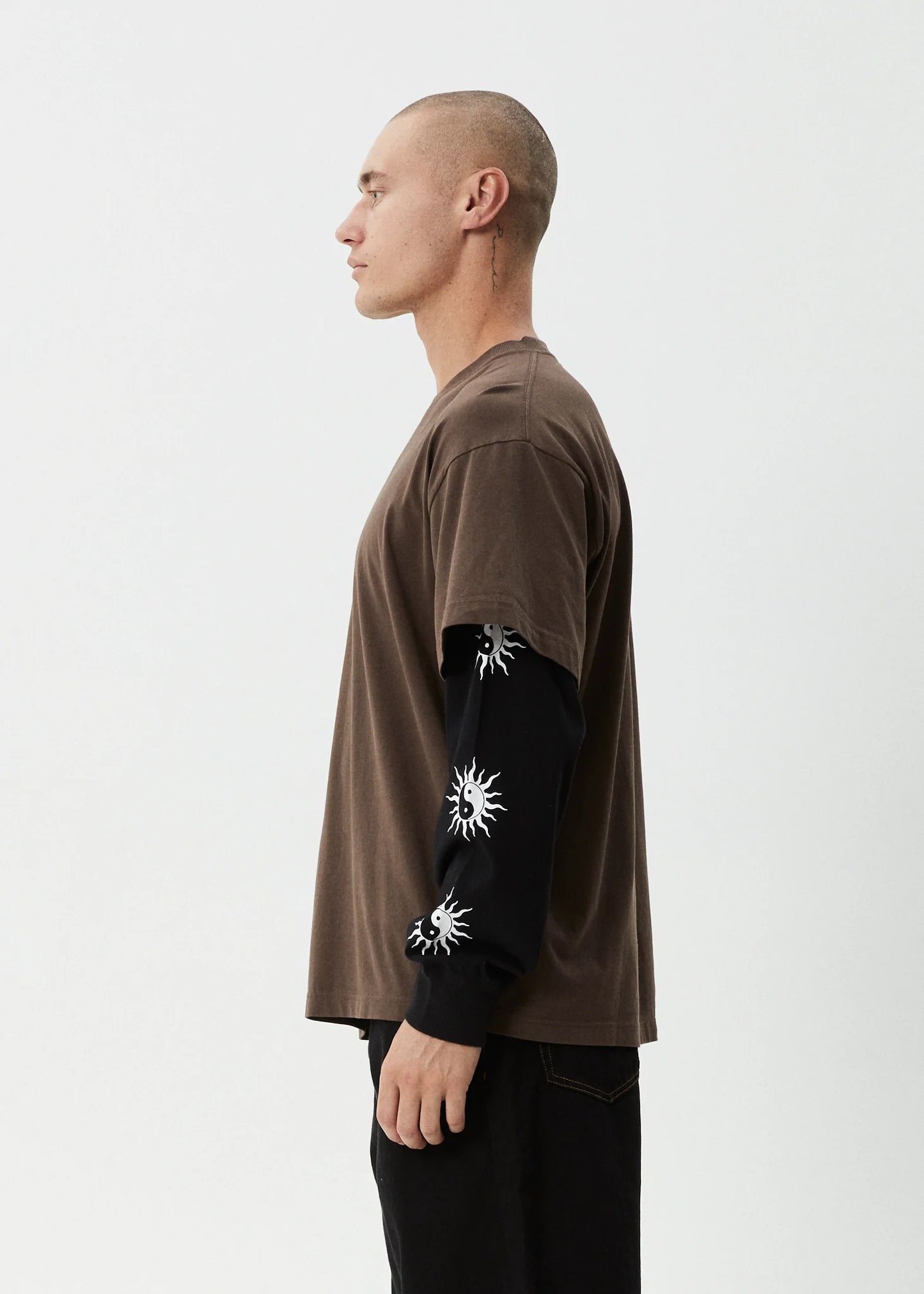 Double Trouble Layered Boxy Tee - Coffee