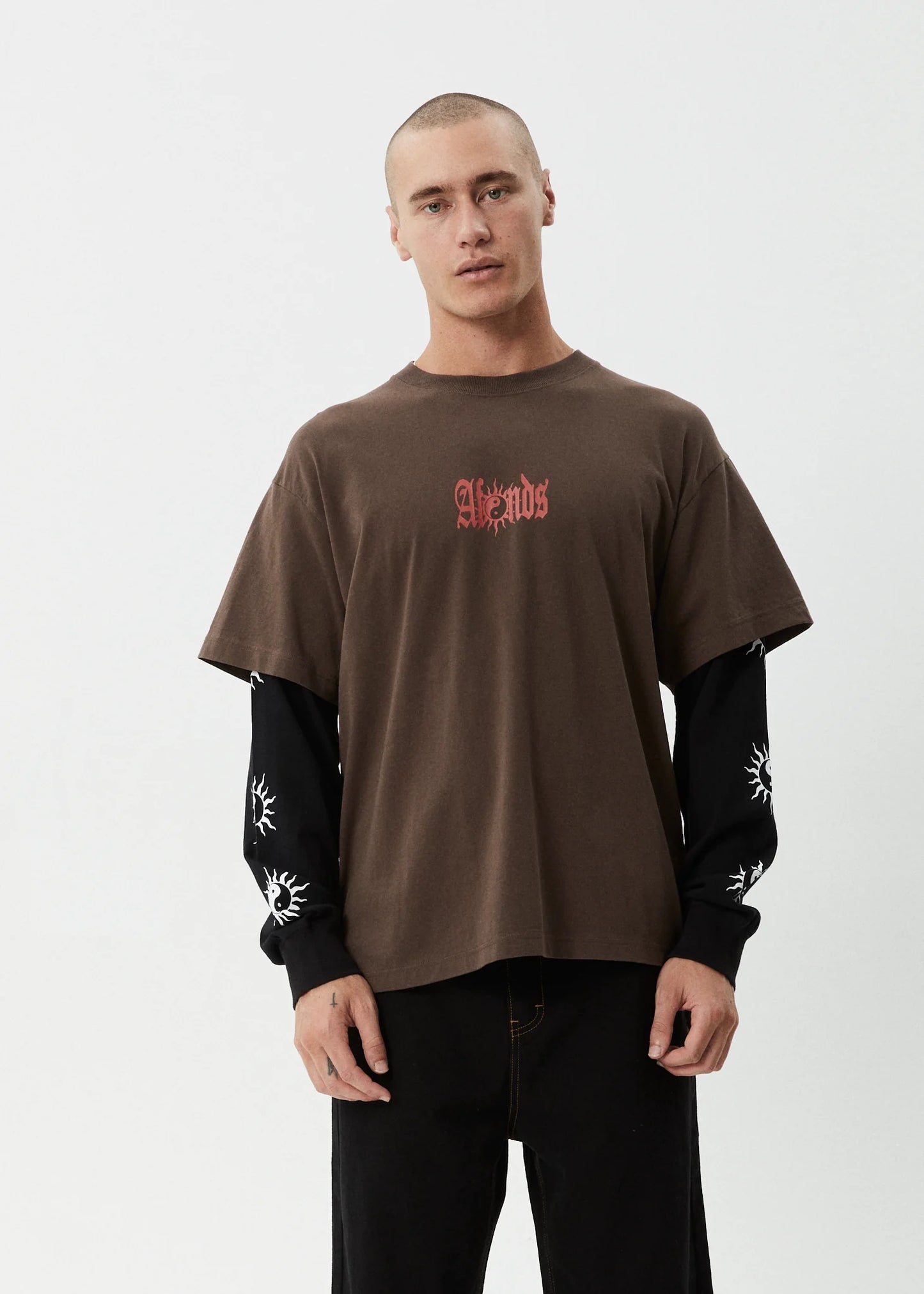 Double Trouble Layered Boxy Tee - Coffee
