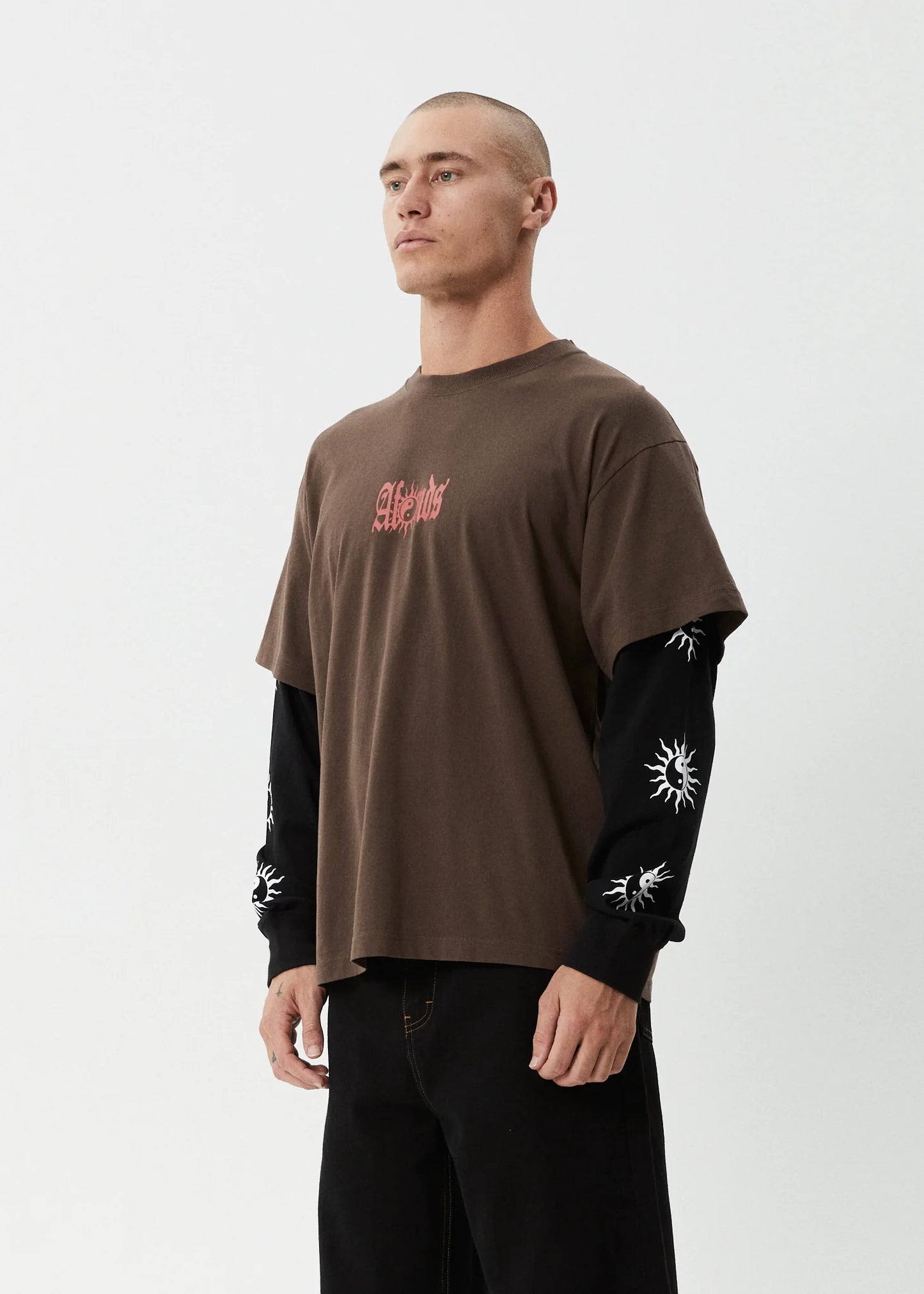 Double Trouble Layered Boxy Tee - Coffee