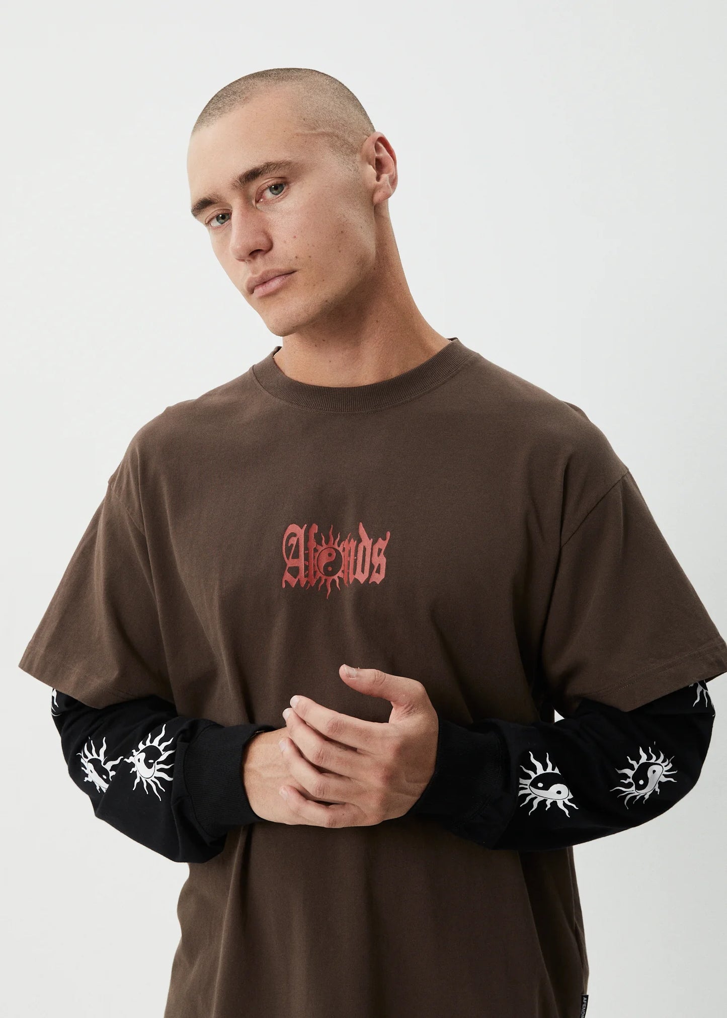 Double Trouble Layered Boxy Tee - Coffee