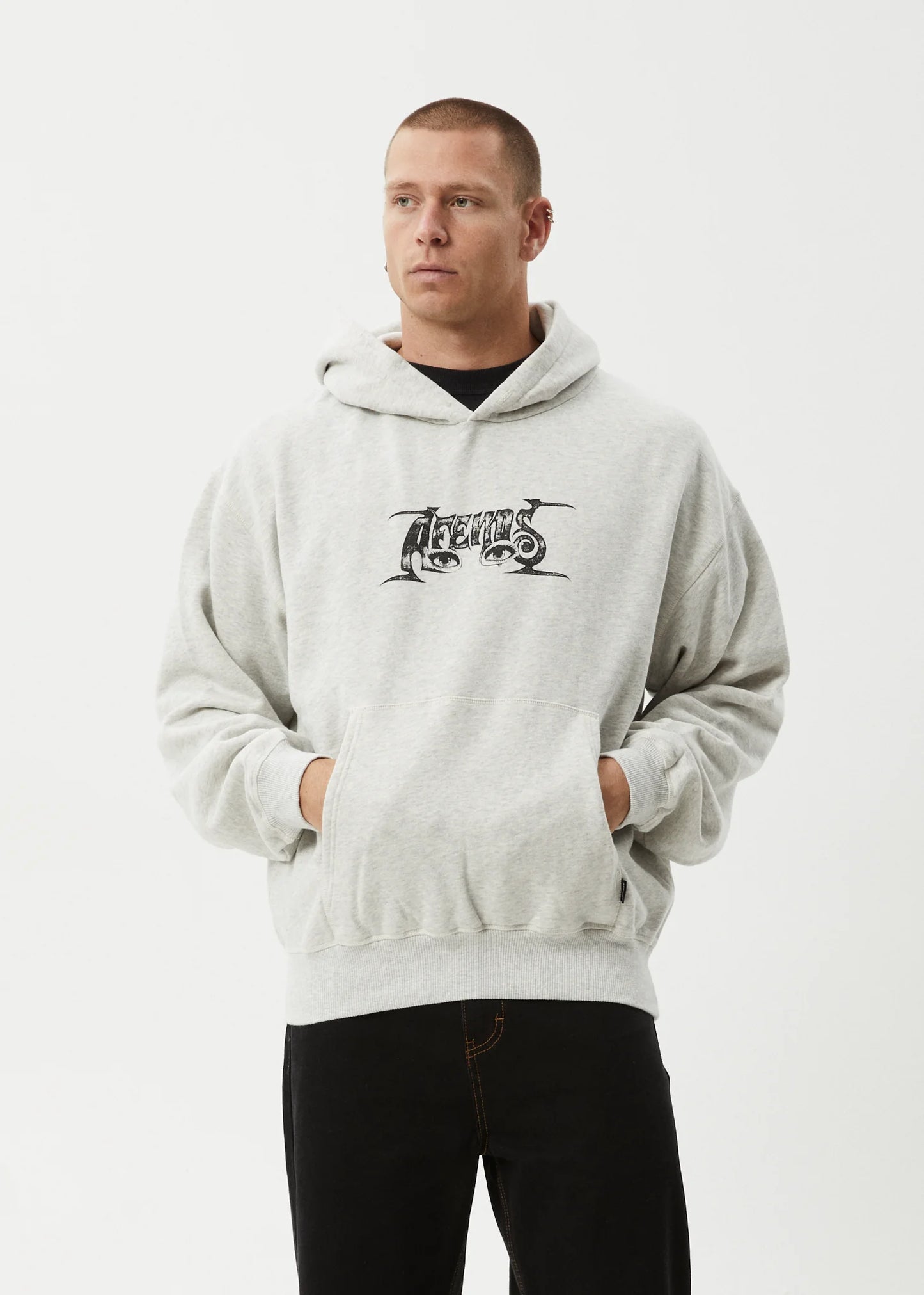 All Eyez Boxy Hoodie - Grey Marle