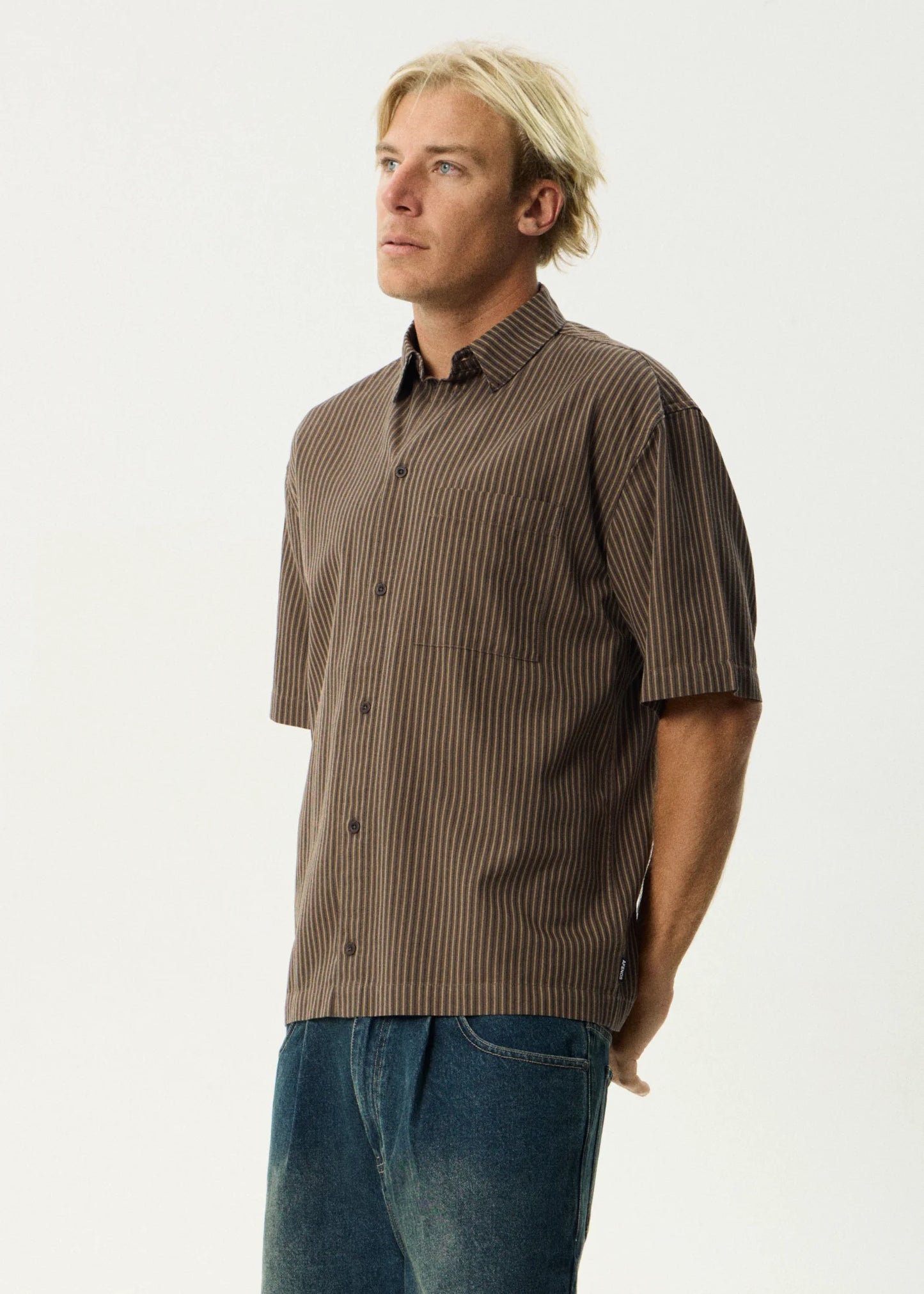 Cyrus Short Sleeve Shirt - Brown Stripe