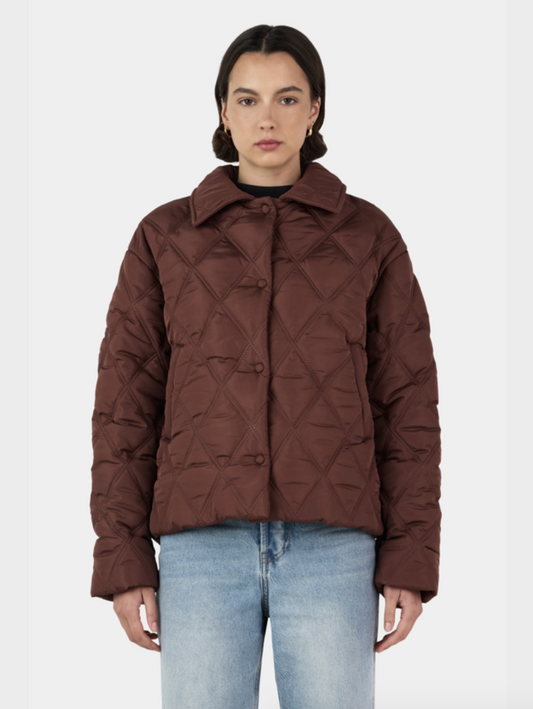 Quinton Cropped Quilted Jacket - Milk Chocolate