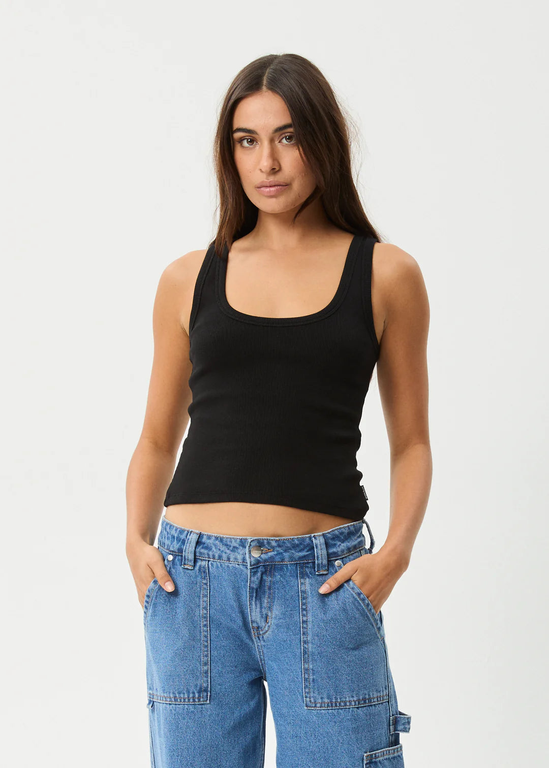 Layden Rib Singlet - Black