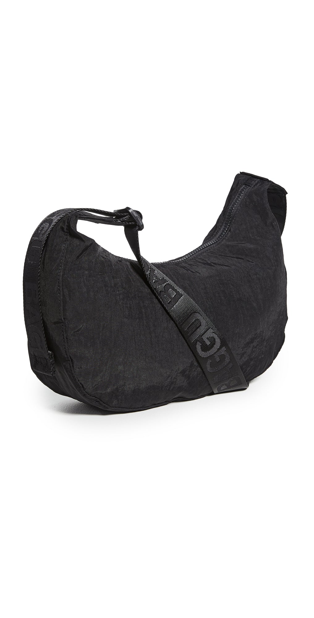 Medium Nylon Crescent Bag - Black