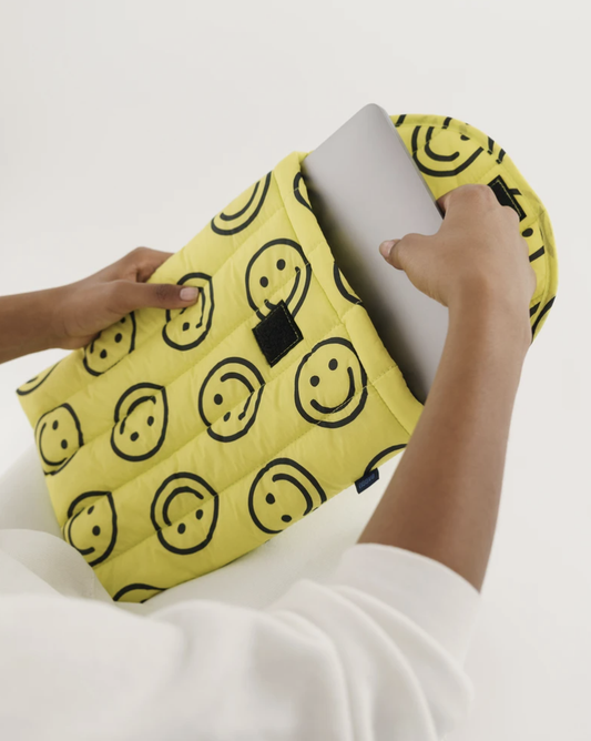 Puffy Laptop Case 13"/14" - Yellow Happy