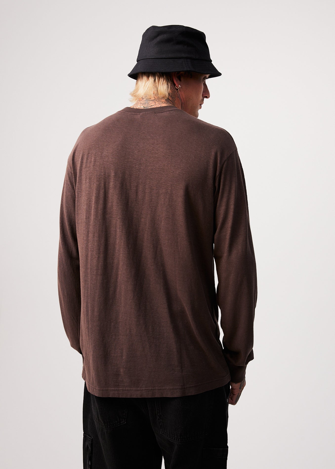 Essential - Hemp Retro Long Sleeve T-Shirt - Coffee