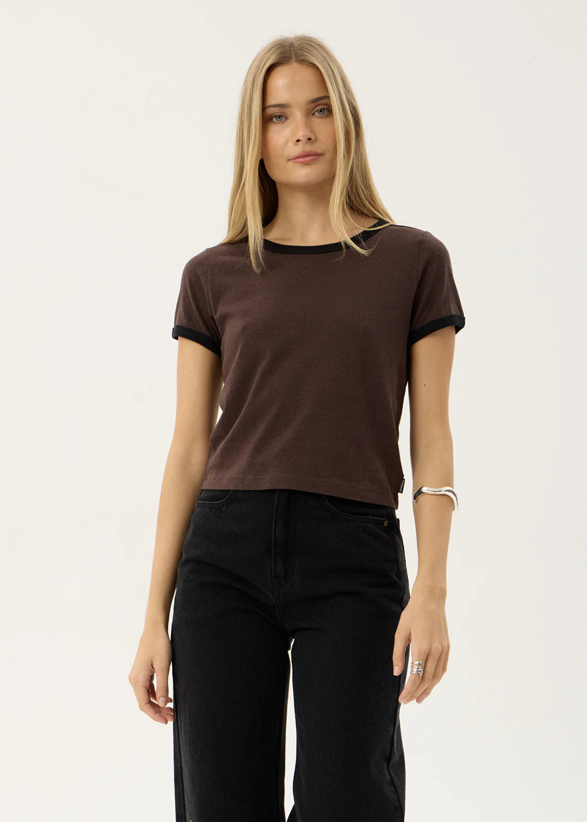 Carmen - Baby Ringer Tee - Coffee / Black