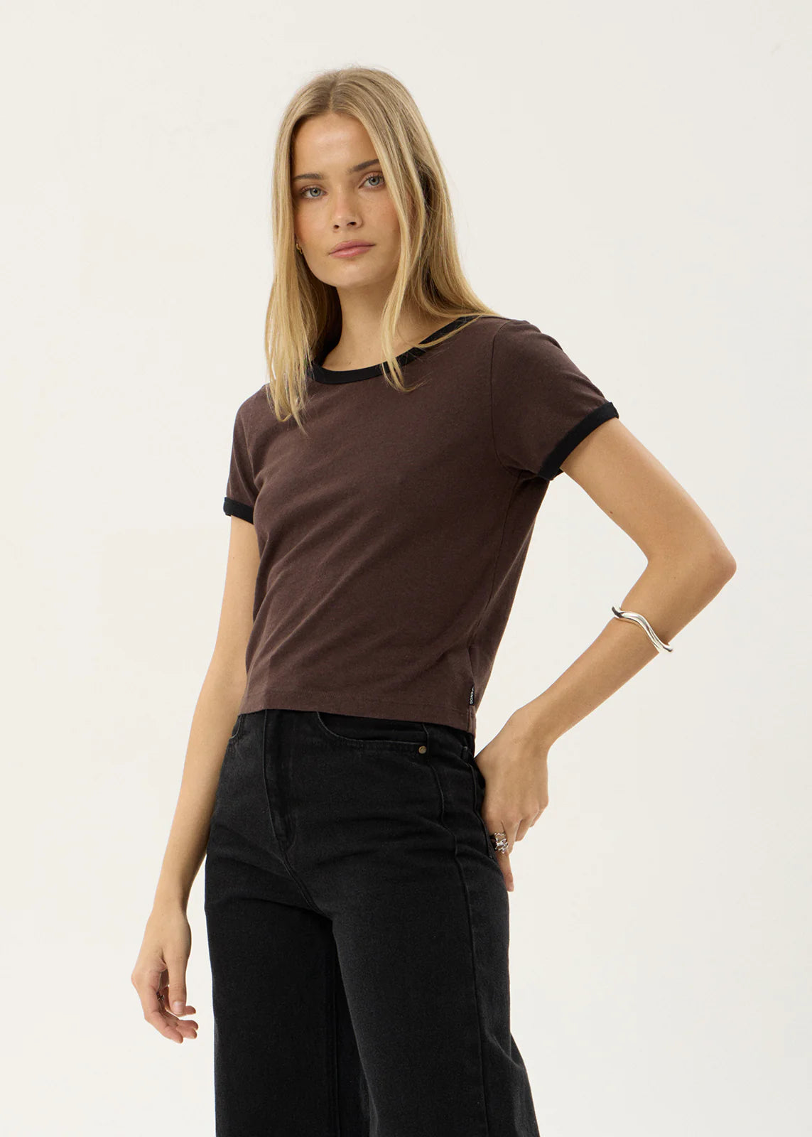 Carmen - Baby Ringer Tee - Coffee / Black
