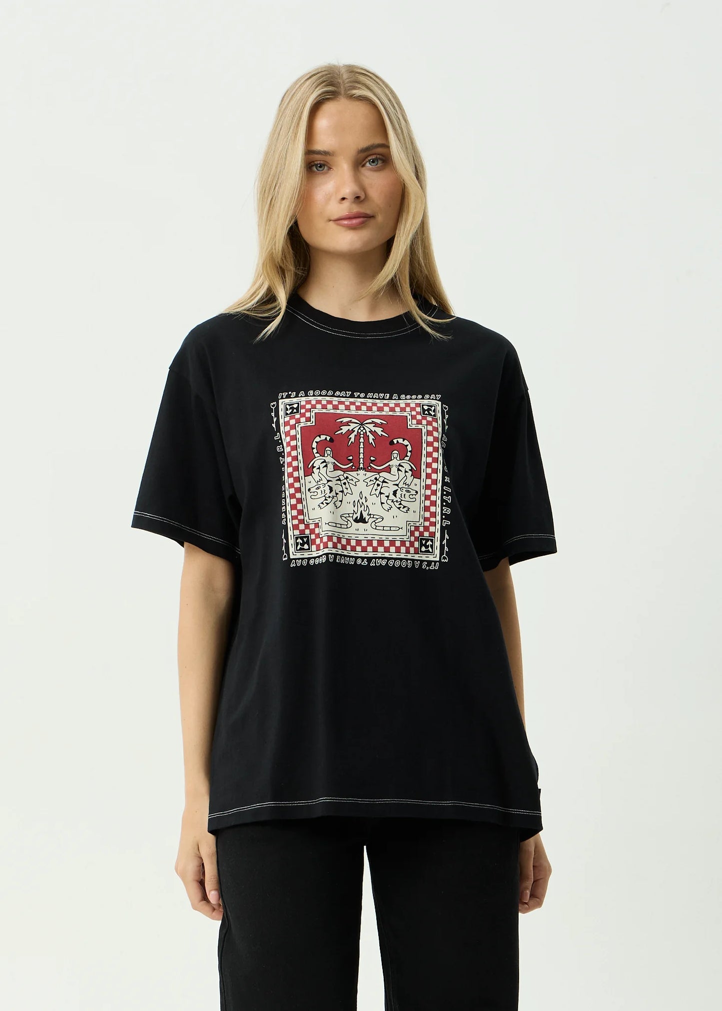 Have A Good Day Oversized Tee - Black