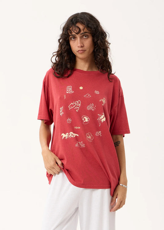 Easy Flash Hemp Oversized Tee - Vintage Cherry