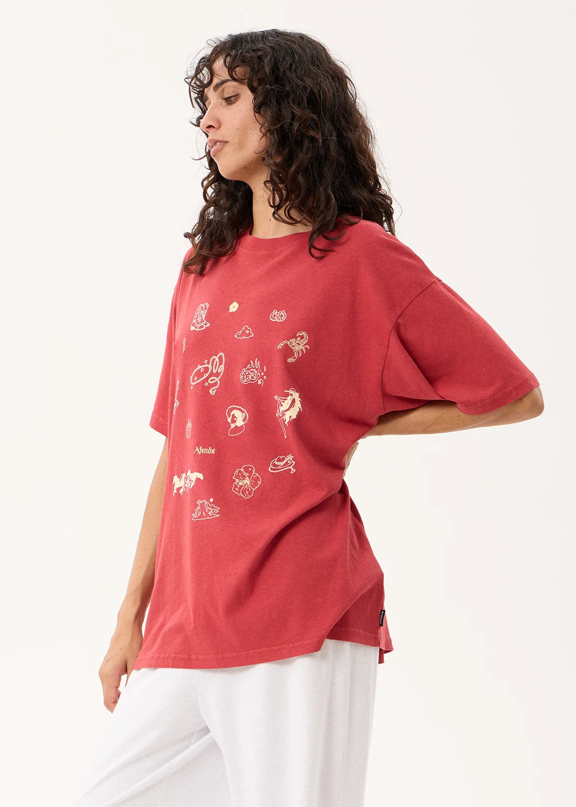 Easy Flash Hemp Oversized Tee - Vintage Cherry
