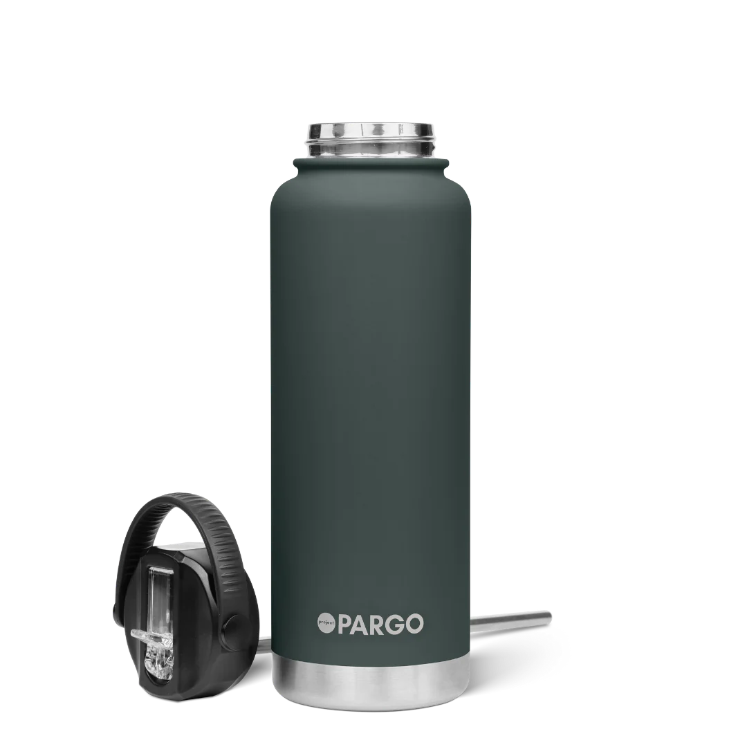 1200mL Insulated Sports Bottle - Straw Lid - BBQ Charocal