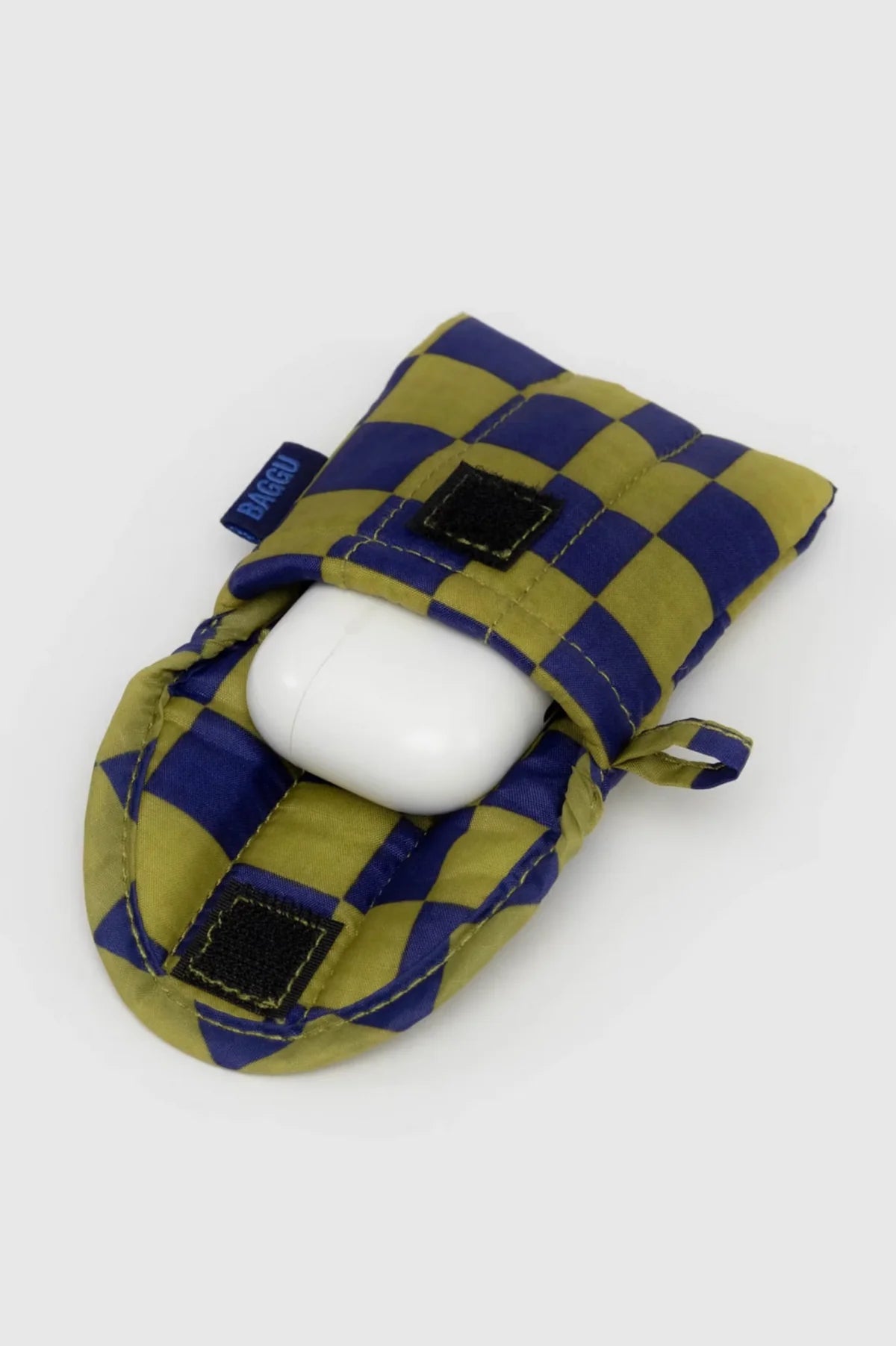 Puffy Earbuds Case - Navy Pear Check