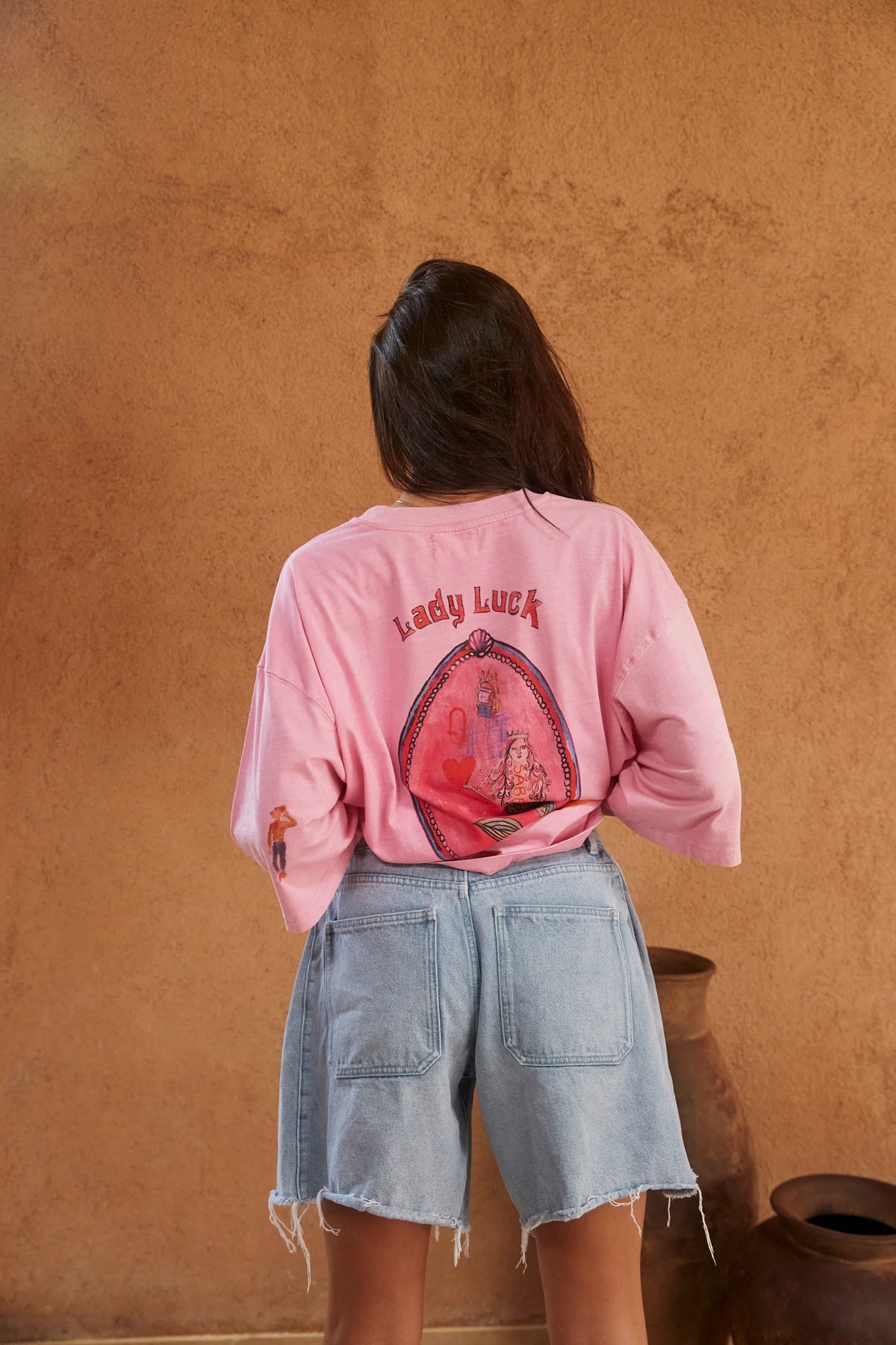Lucky Mermaid Oversized Tee - Pink