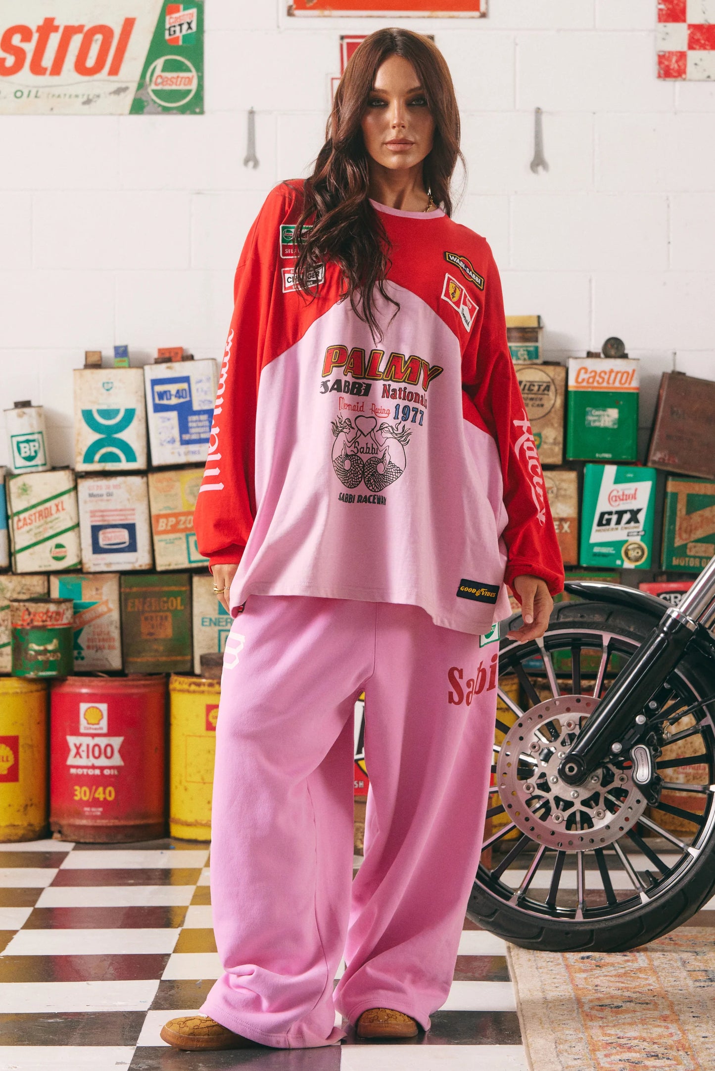Wide Leg Sweat Pant - Mermaid Racing - Pink