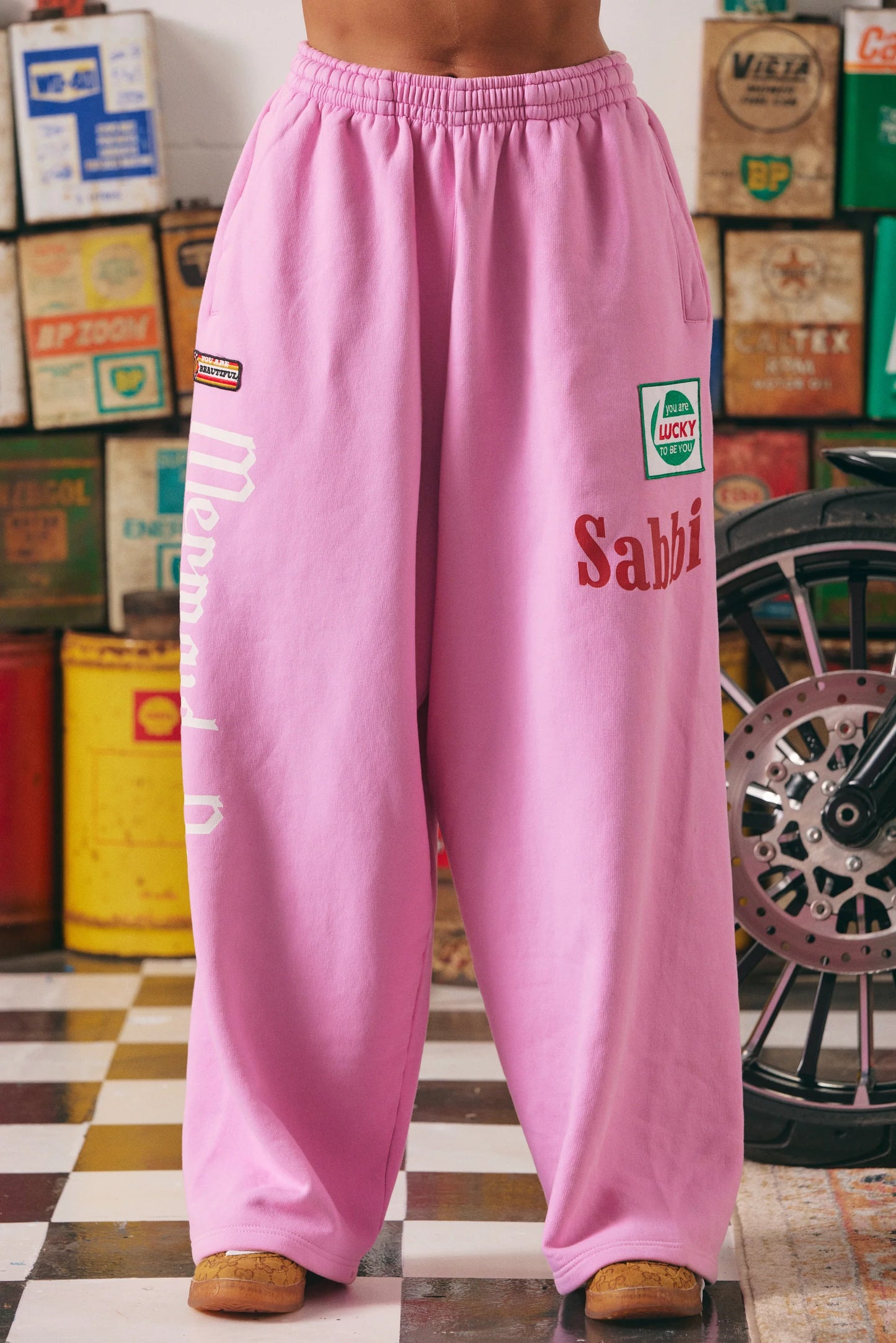 Wide Leg Sweat Pant - Mermaid Racing - Pink