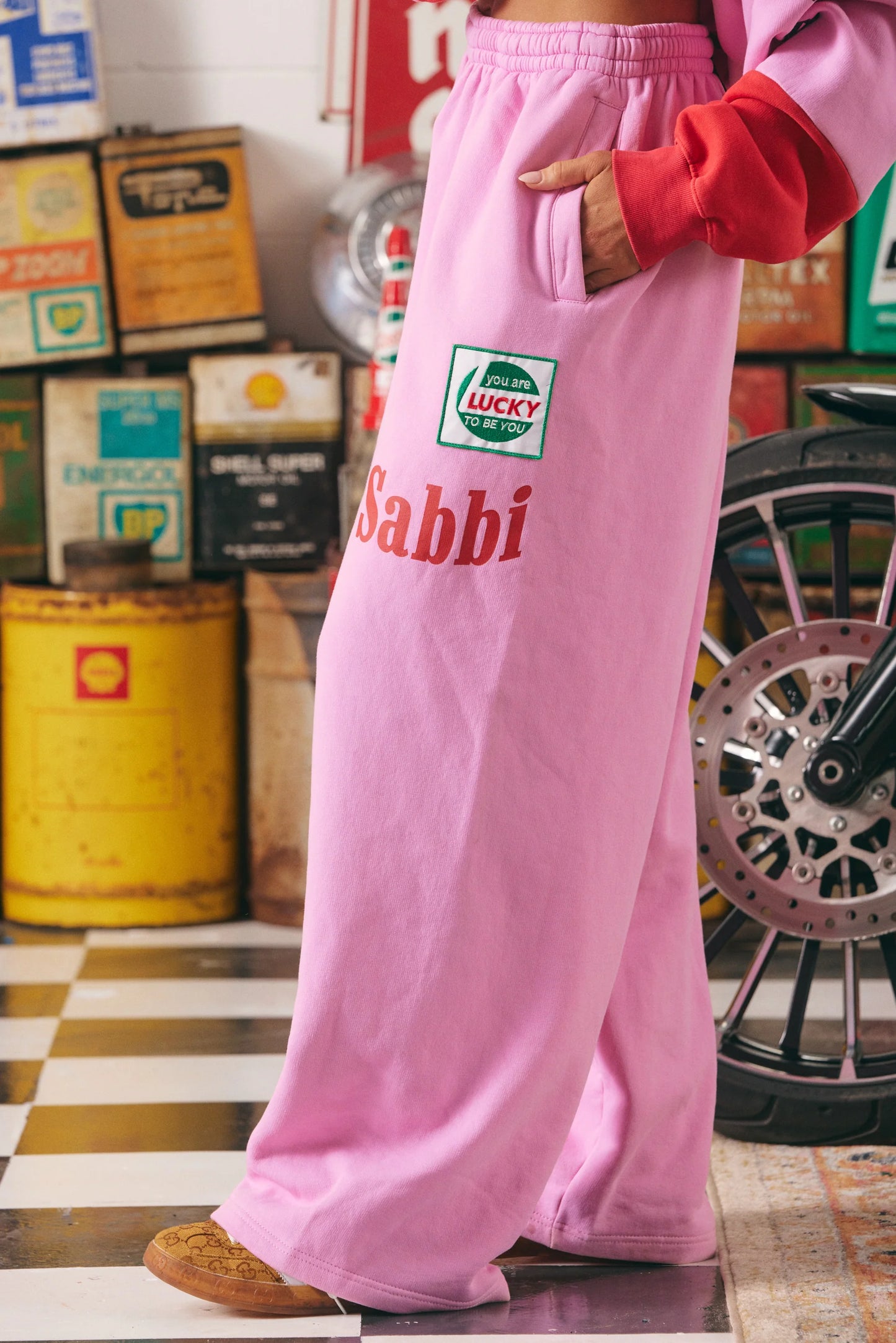 Wide Leg Sweat Pant - Mermaid Racing - Pink