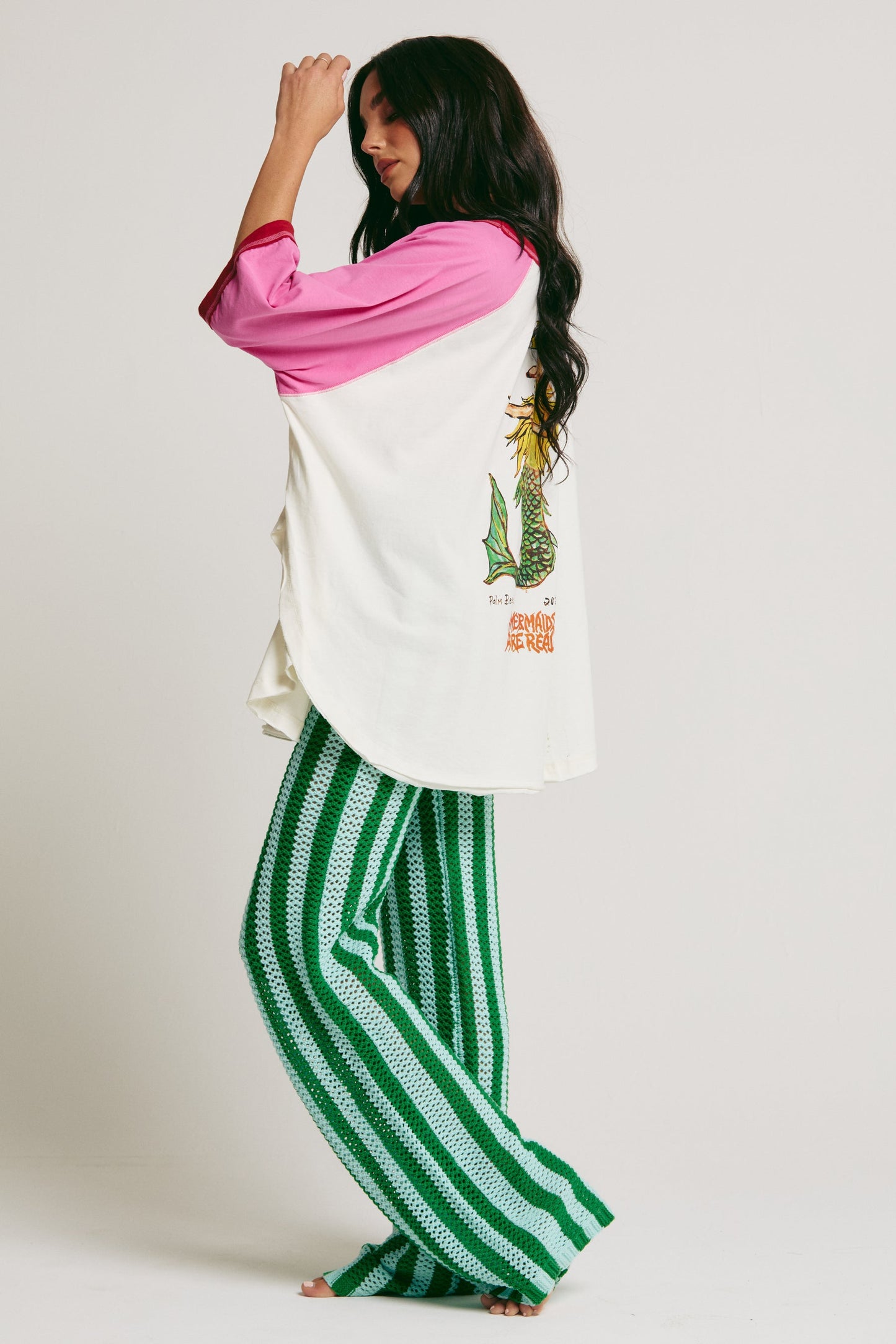 The Mermaid Swim Club Raglan Tee - Pink