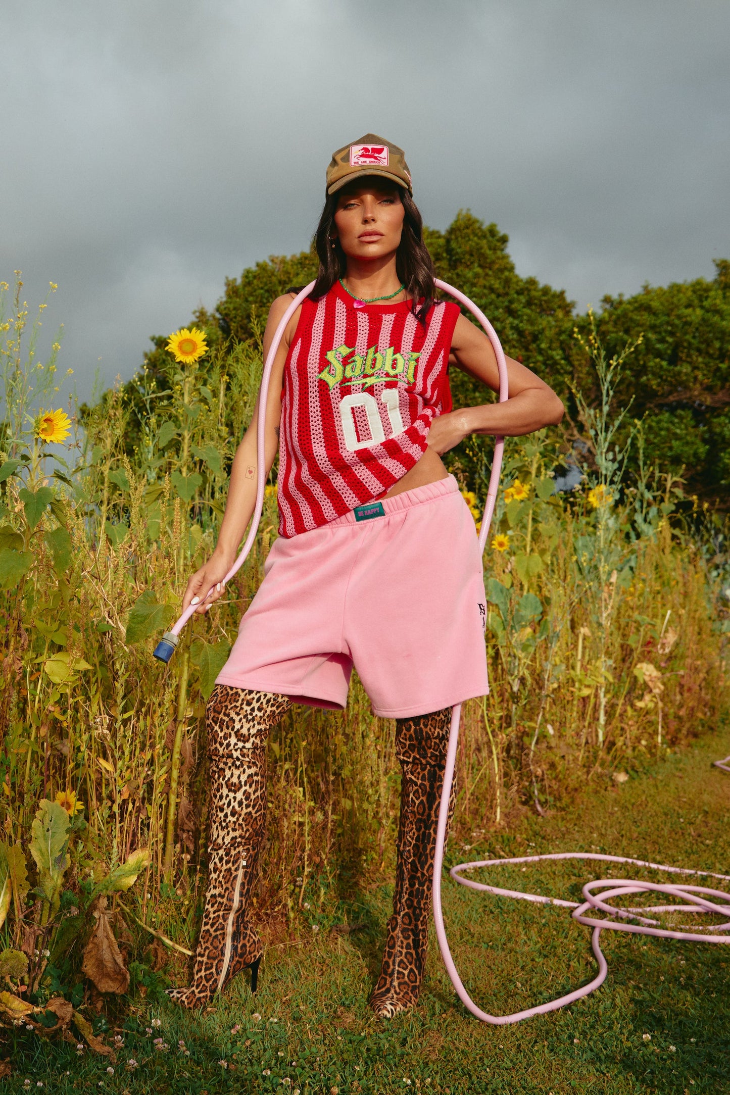 The Knit B-Ball Singlet - Red & Pink