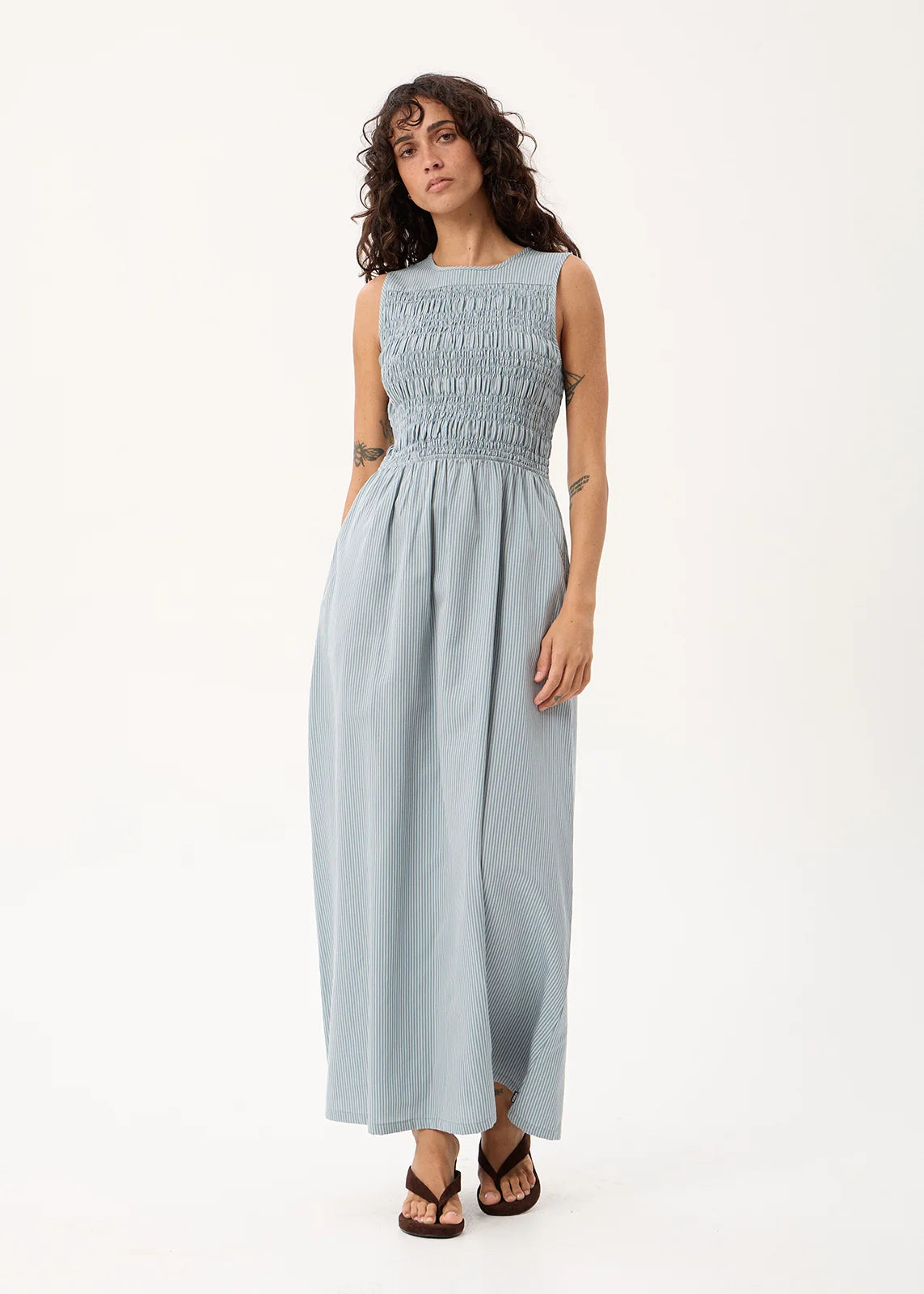 Loren Recycled Maxi Dress - Teal Stripe