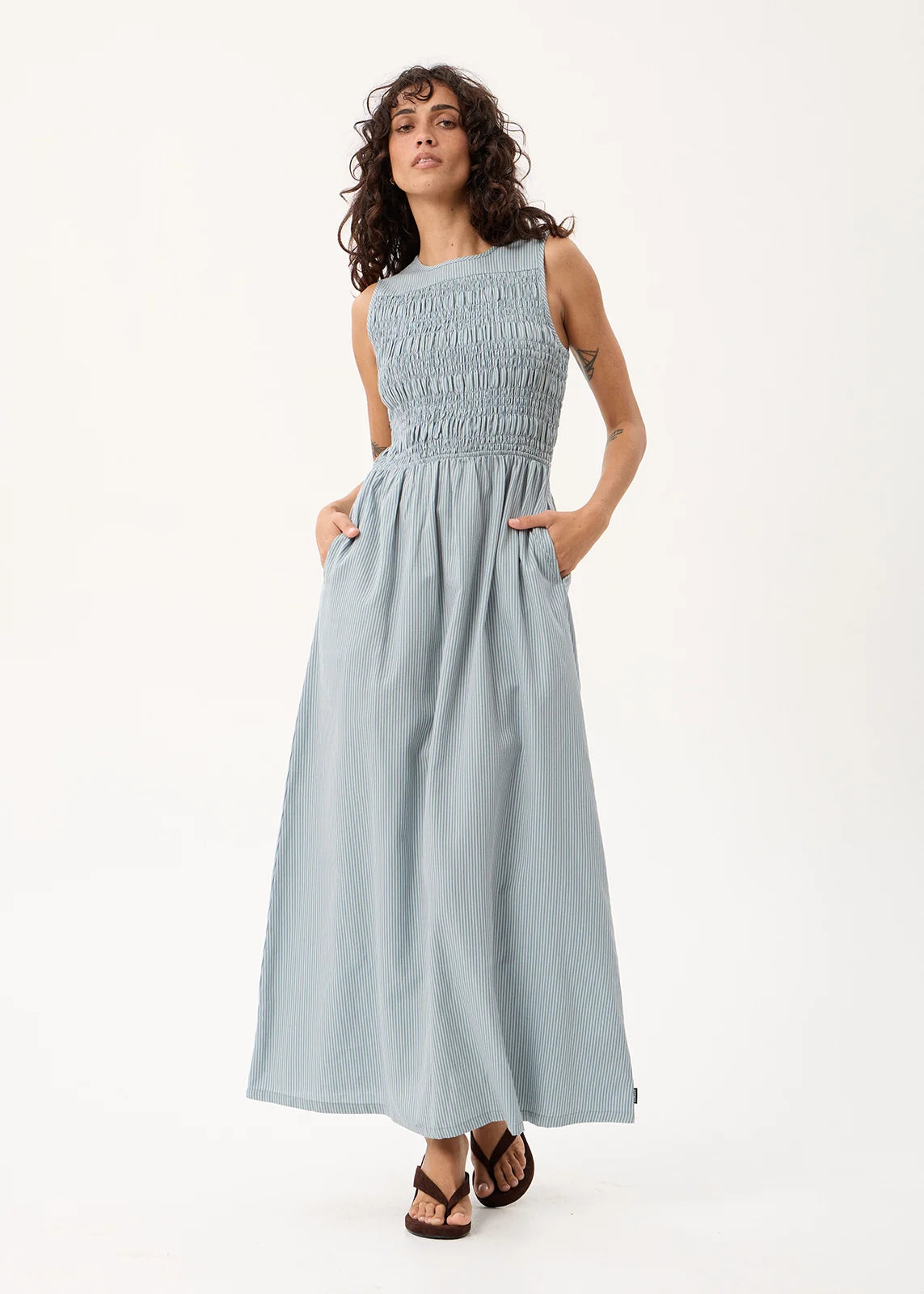 Loren Recycled Maxi Dress - Teal Stripe