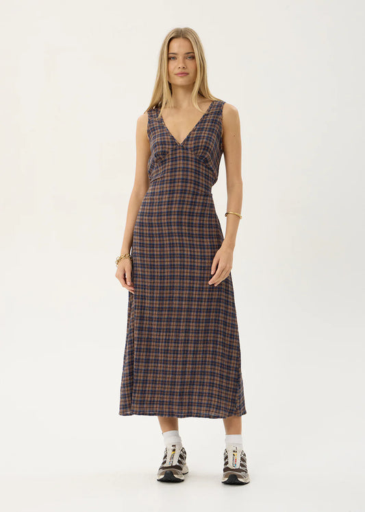 Tully - Seersucker Maxi Dress - Shev Indigo Check