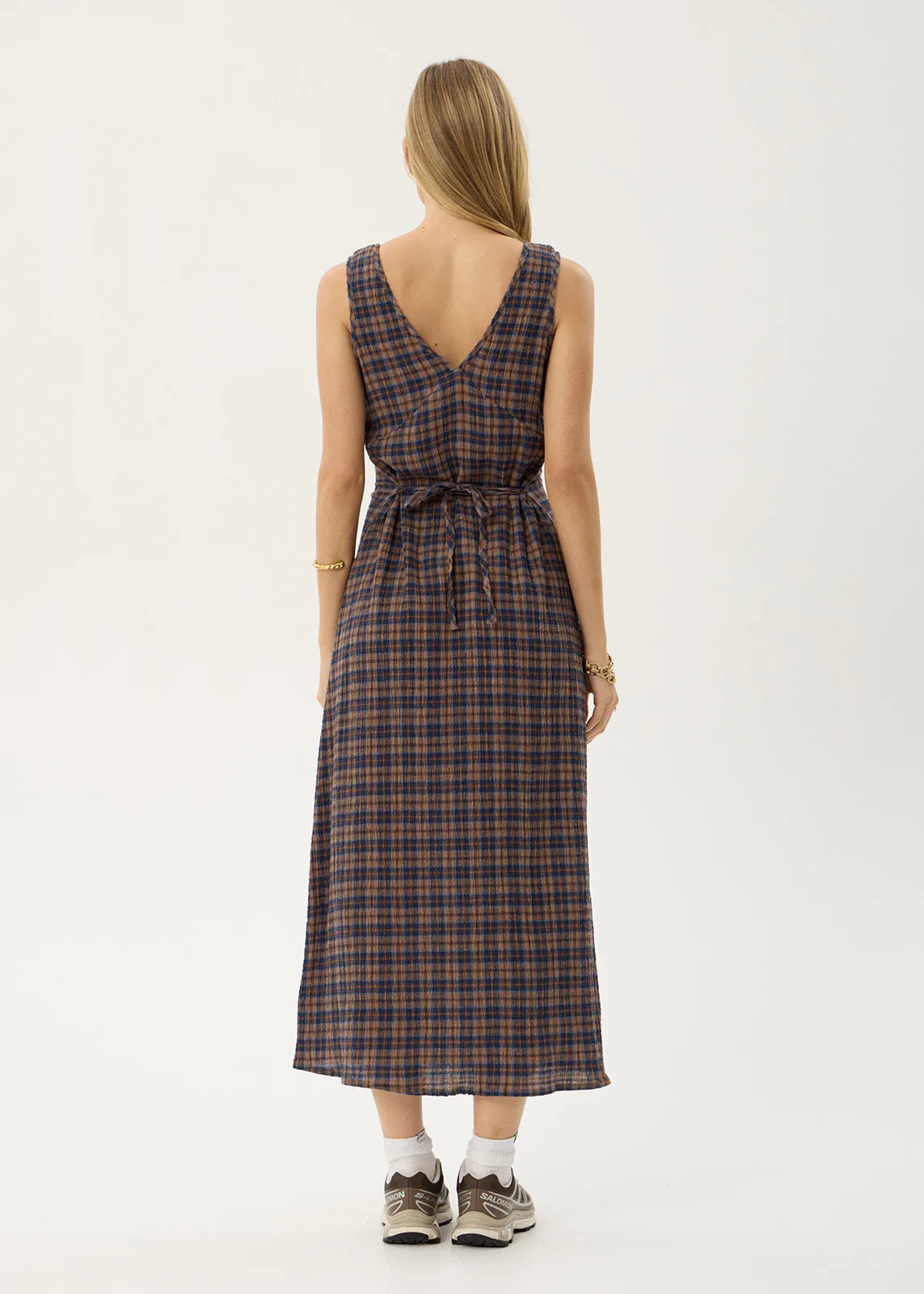 Tully - Seersucker Maxi Dress - Shev Indigo Check