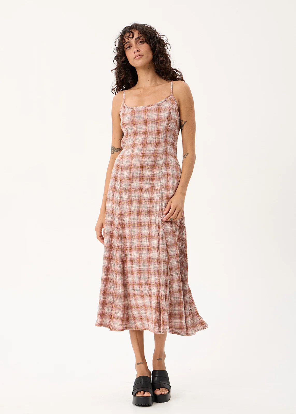 Helena Hemp Maxi Dress - Desert Check