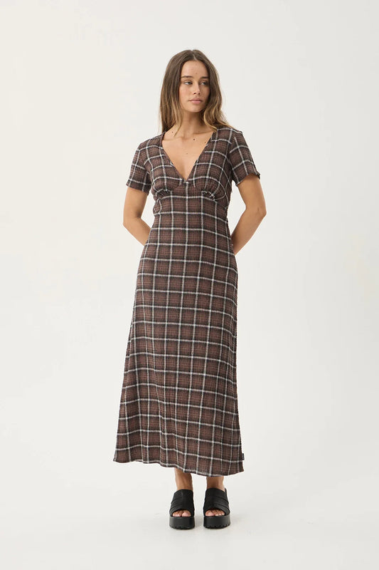 Reverie - Seersucker Maxi Dress - Coffee Check