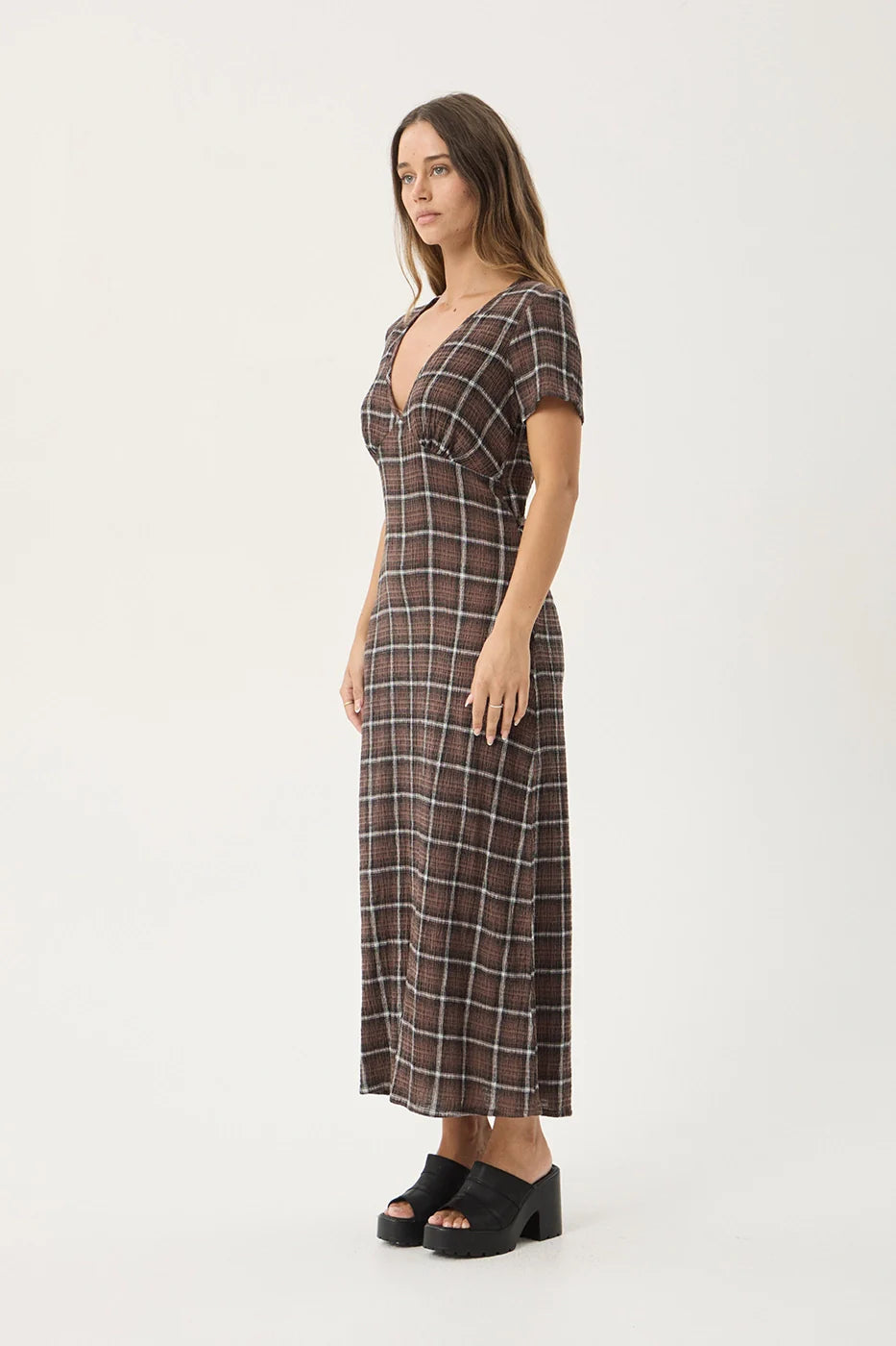 Reverie - Seersucker Maxi Dress - Coffee Check