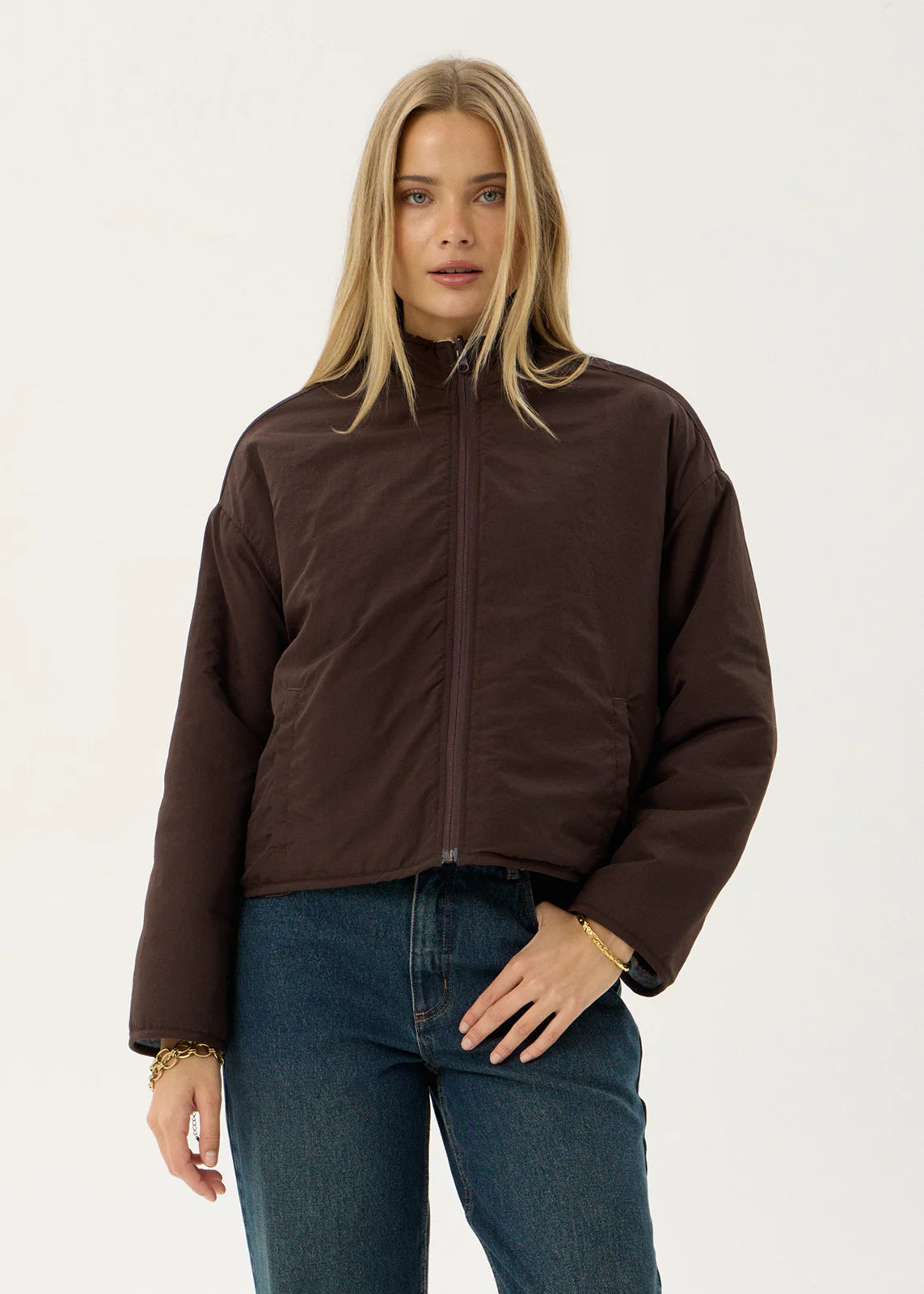 Berlin - Reversible Polar Fleece Jacket - Coffe/Blue Stripe