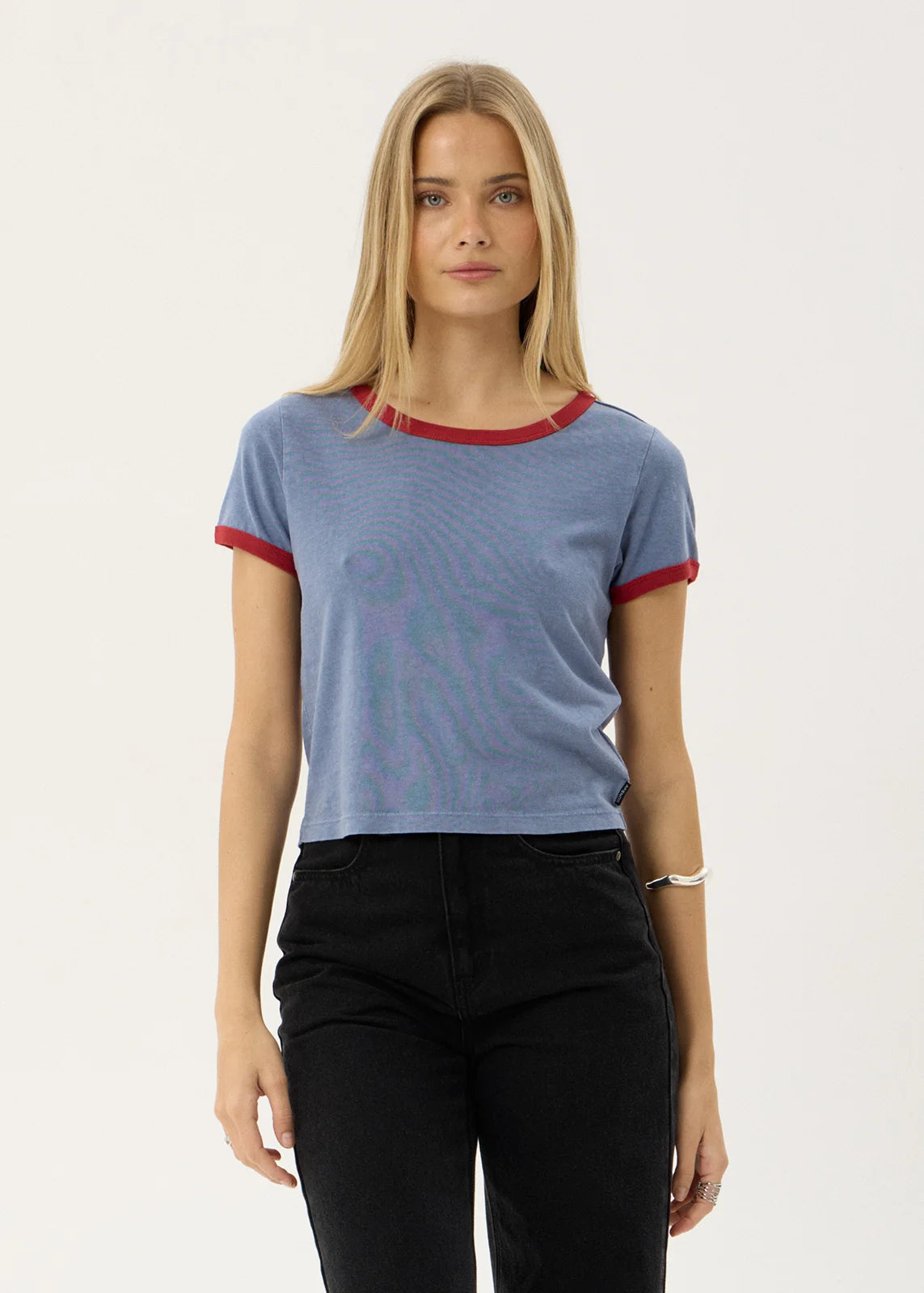 Carmen Baby Ringer Tee - Slate Blue/ Ketchup
