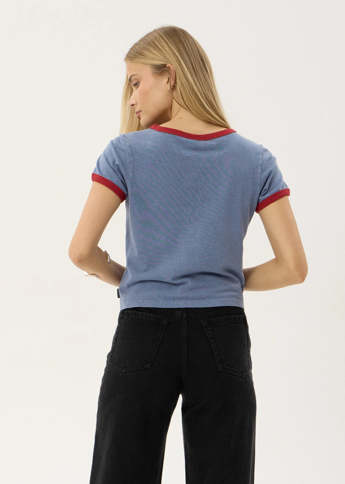 Carmen Baby Ringer Tee - Slate Blue/ Ketchup