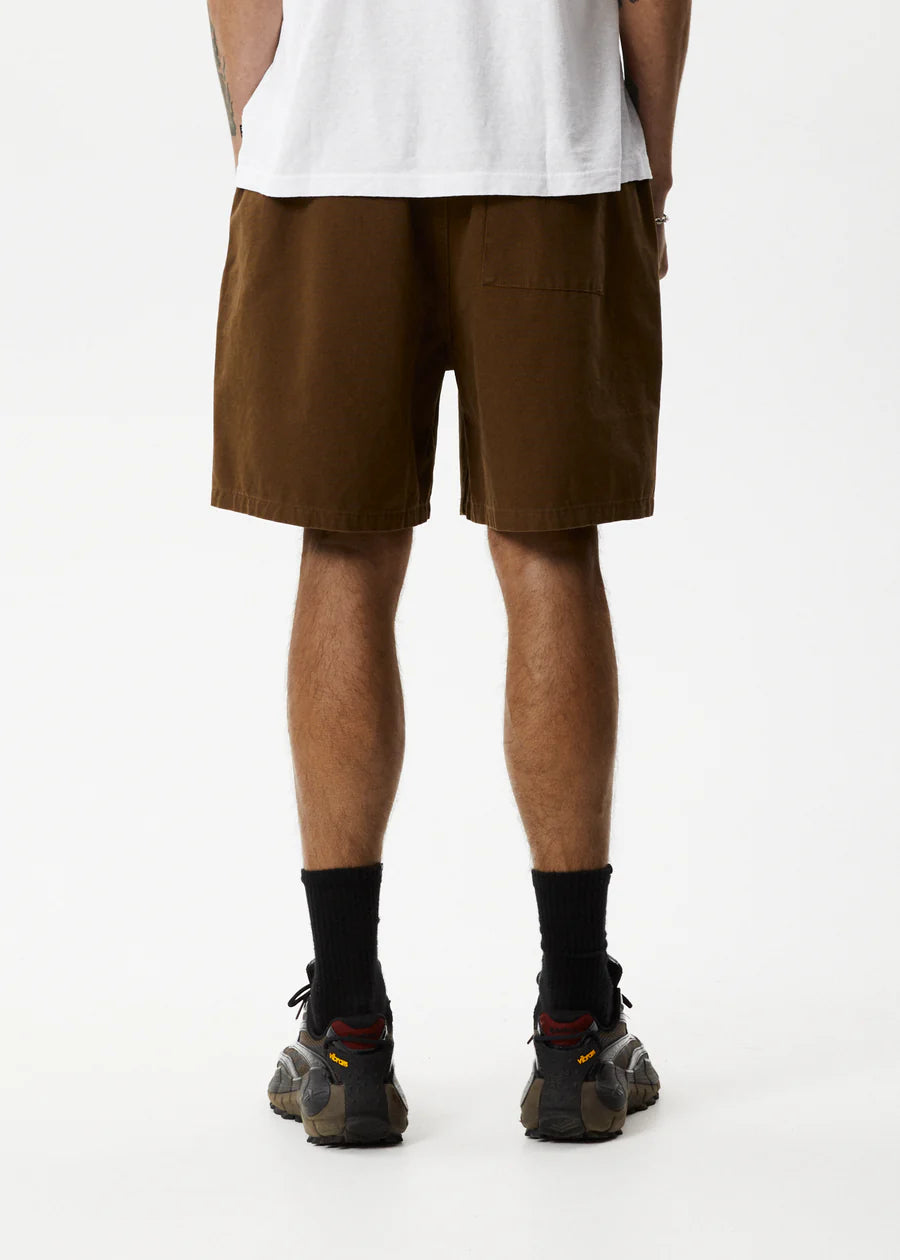 Ninety Eights - Recycled Baggy Elastic Waist Shorts - Toffee