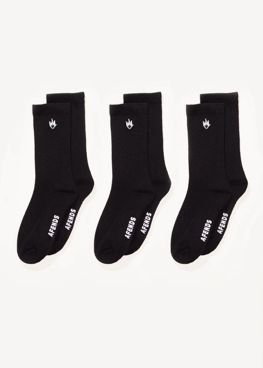 Flame Socks Three Pack - Black