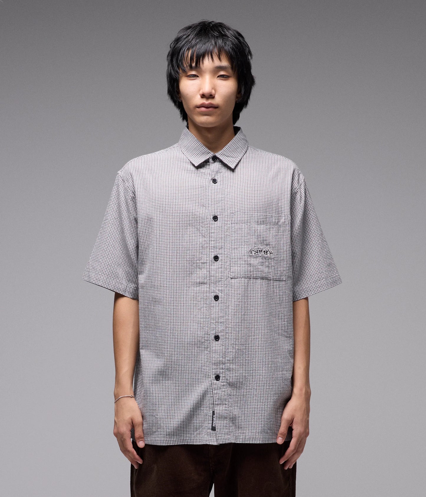 Vivian Check SS Shirt — Black