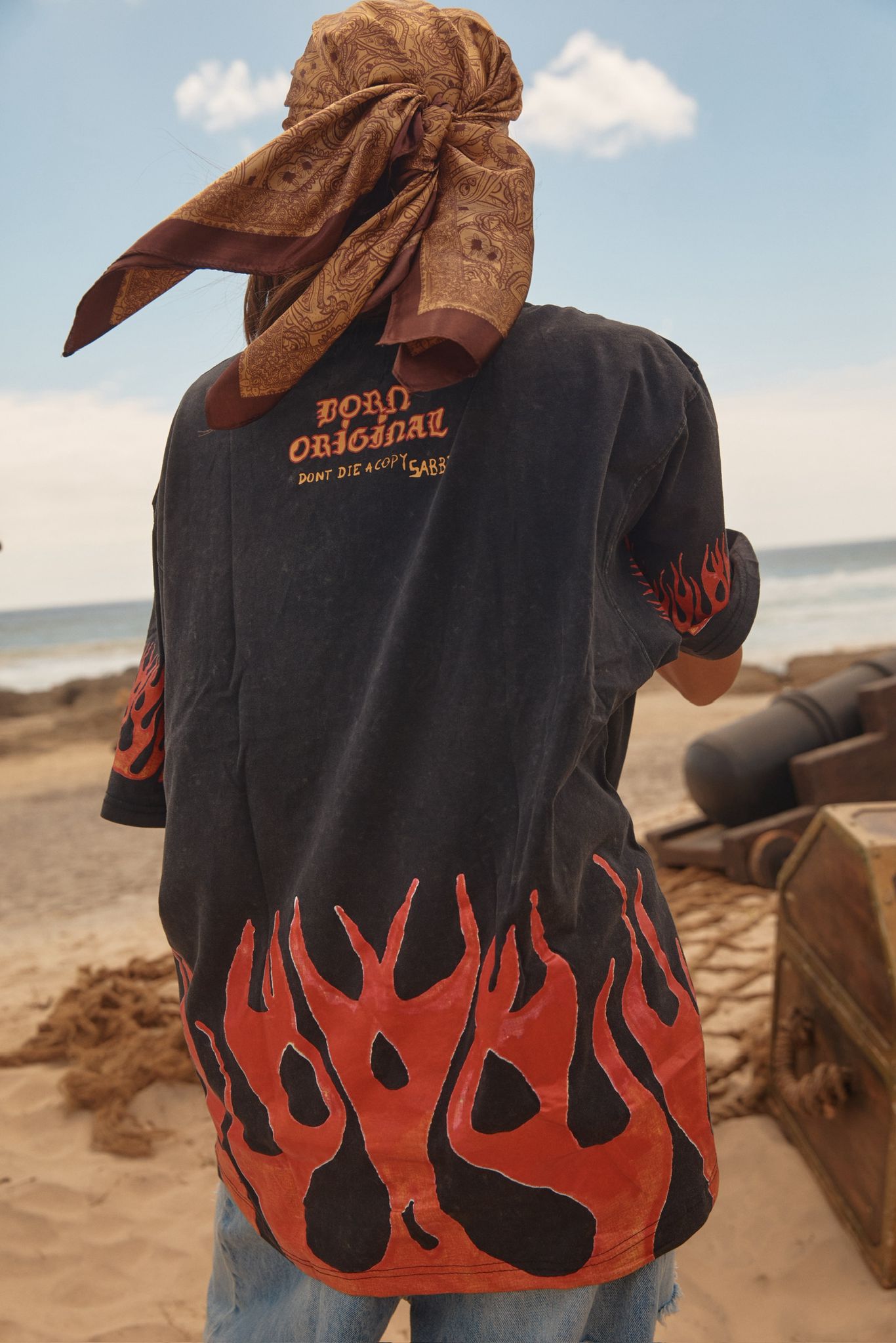 The Very Oversized Flaming Cowboy Tee - Black