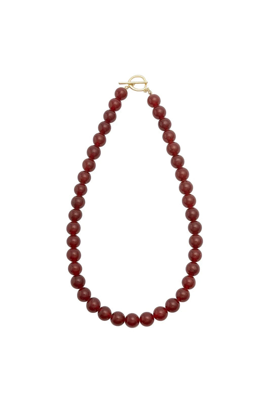 Red Jade Beaded Necklace