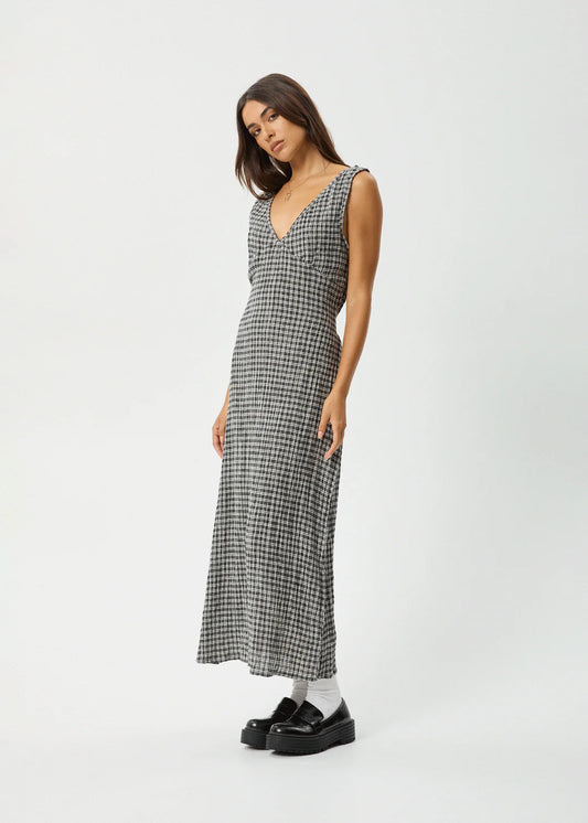 Asta Seersucker Maxi Dress - Steel Check