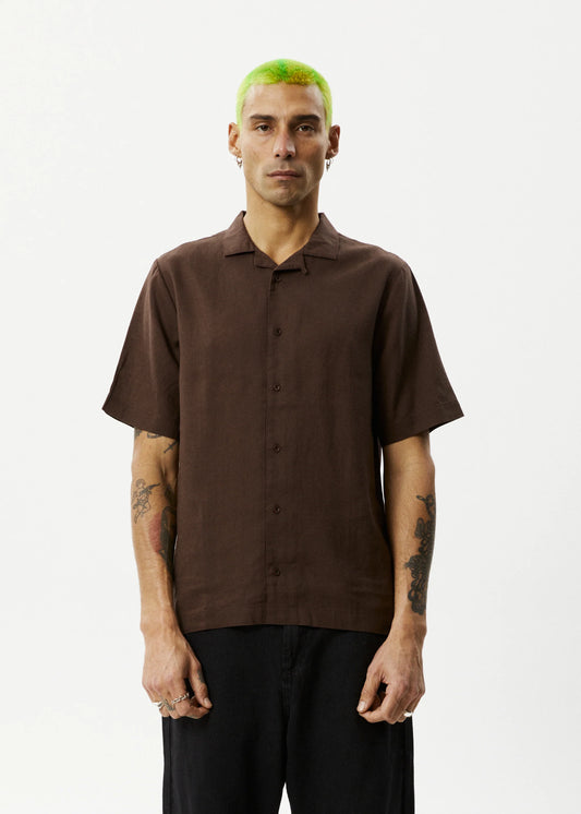 Daily - Hemp Cuban Short Sleeve Shirt - Coffee