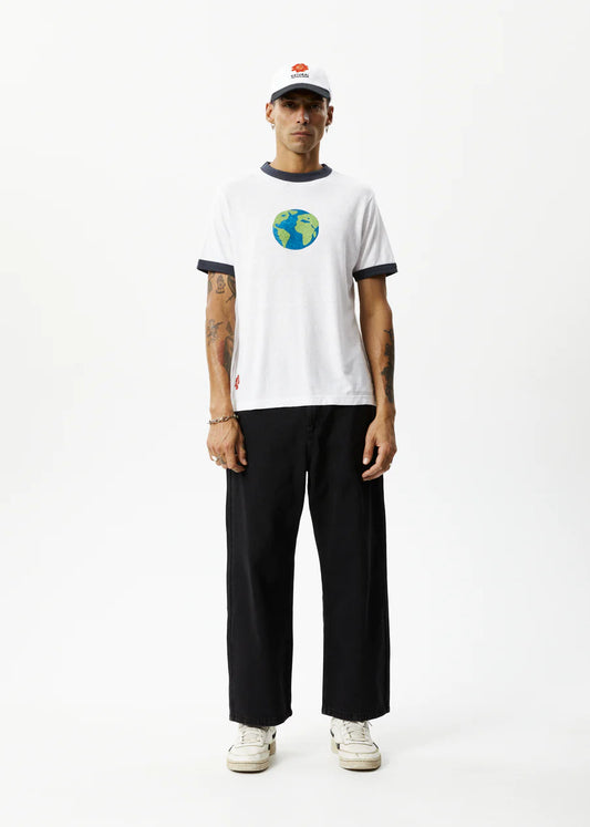 World - Graphic Ringer T-Shirt - White