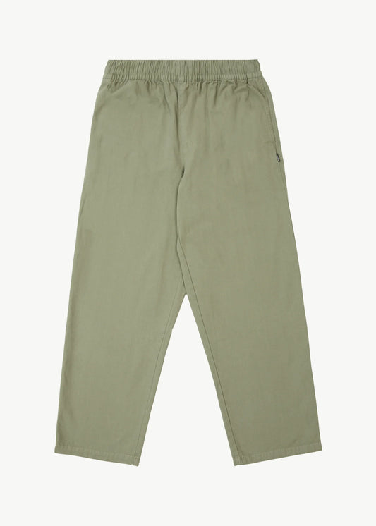 Ninety Eights - Baggy Elastic Waist Pants - Olive