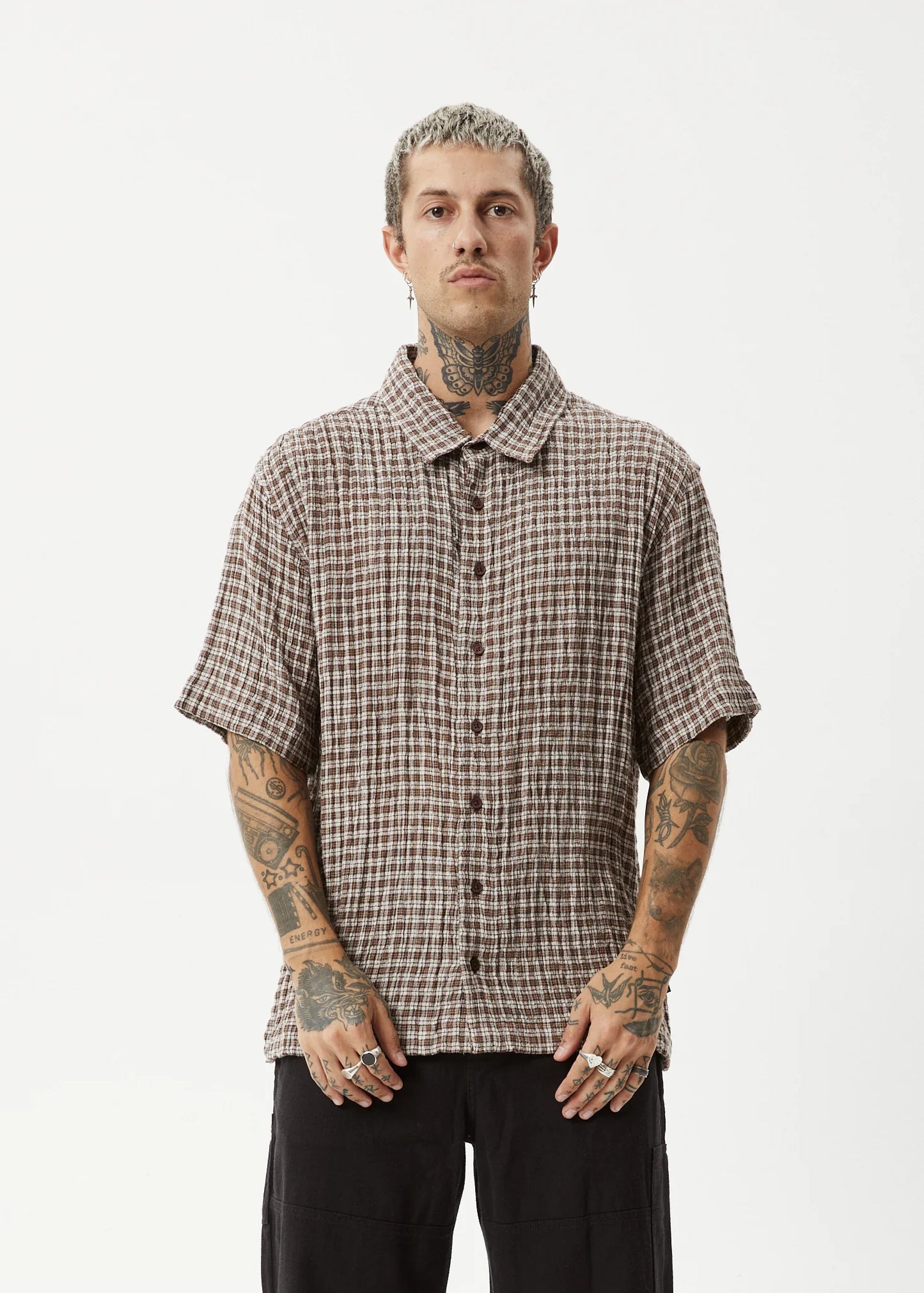 Base Short Sleeve Shirt - Coffee Check