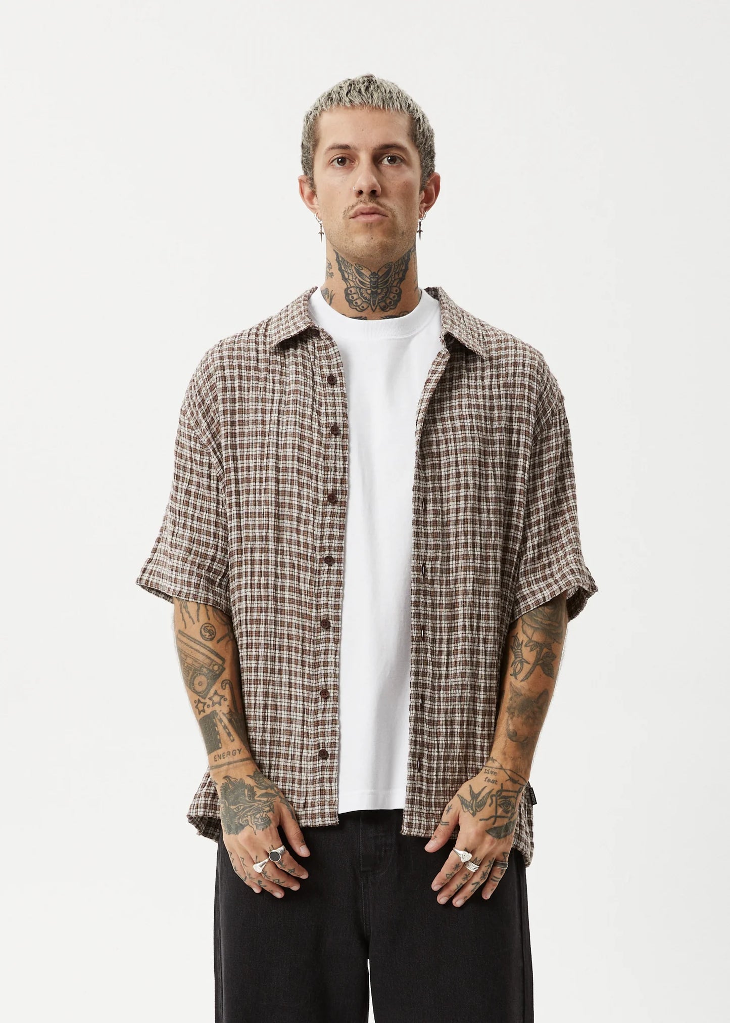 Base Short Sleeve Shirt - Coffee Check