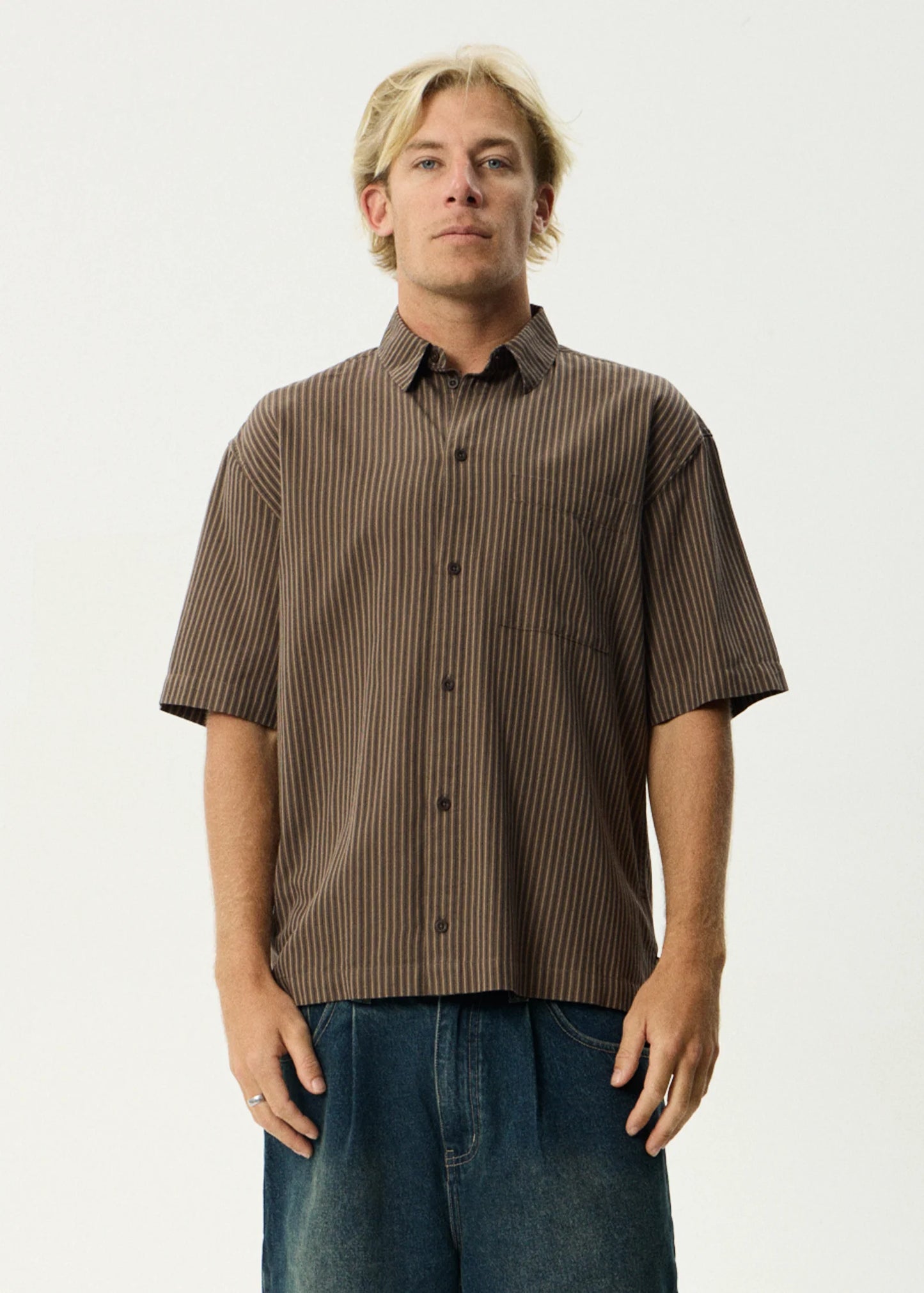 Cyrus Short Sleeve Shirt - Brown Stripe